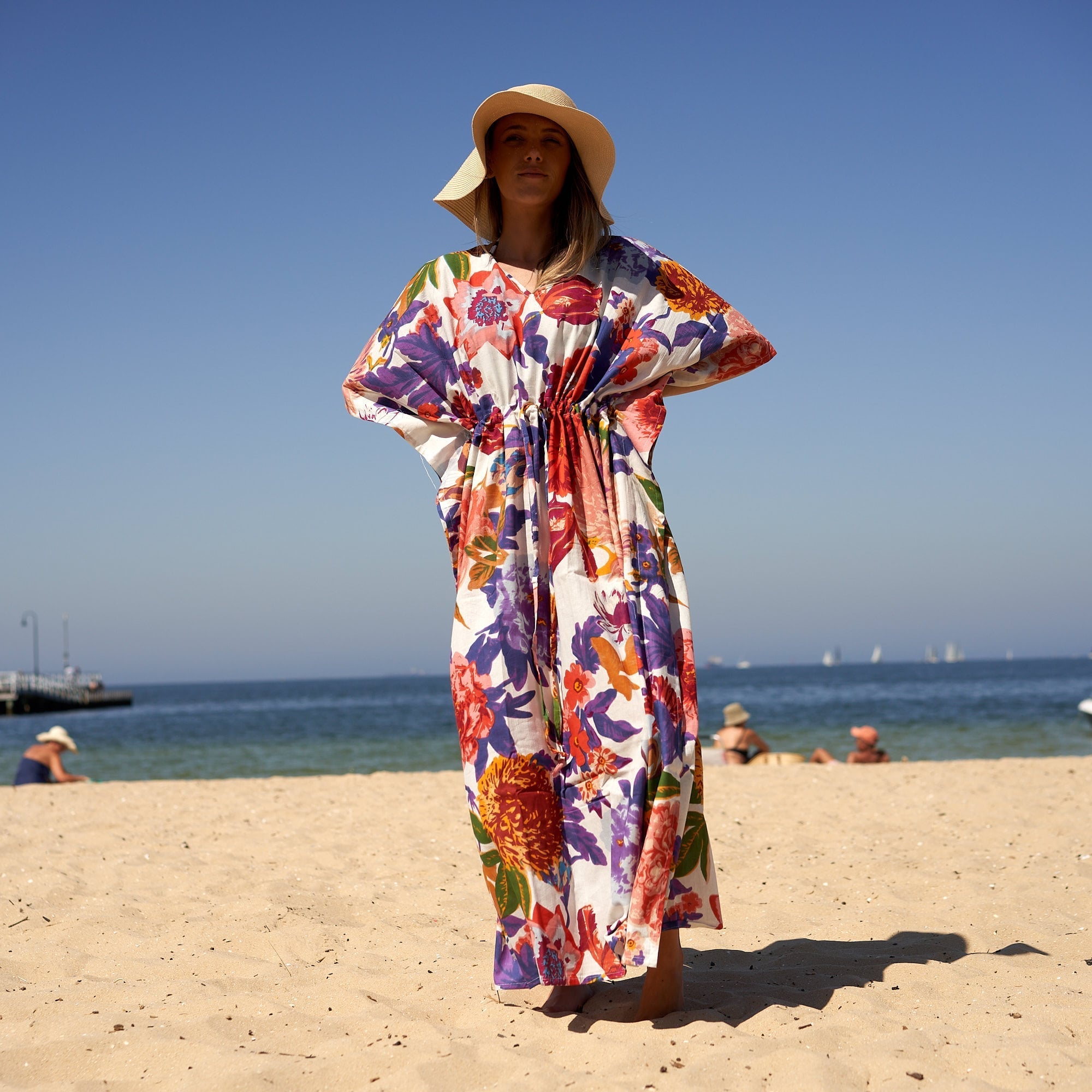 Chic Summer Blooms' 100% Cotton Kaftan | Elegant Boho