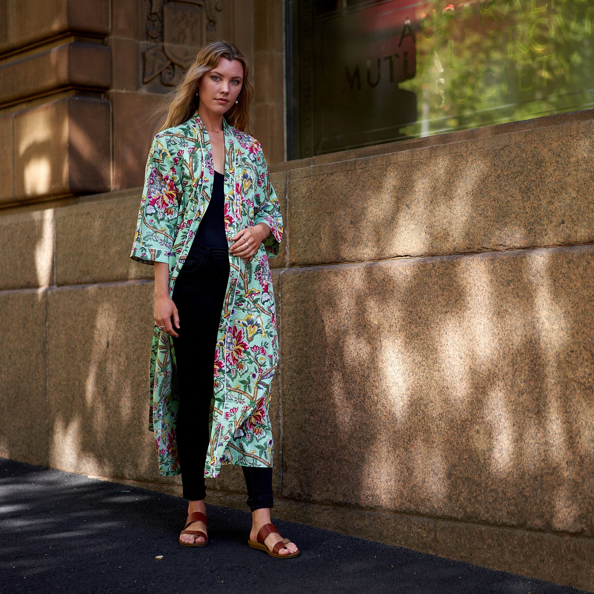 Vibrant Gardenia Cotton Kimono Robe