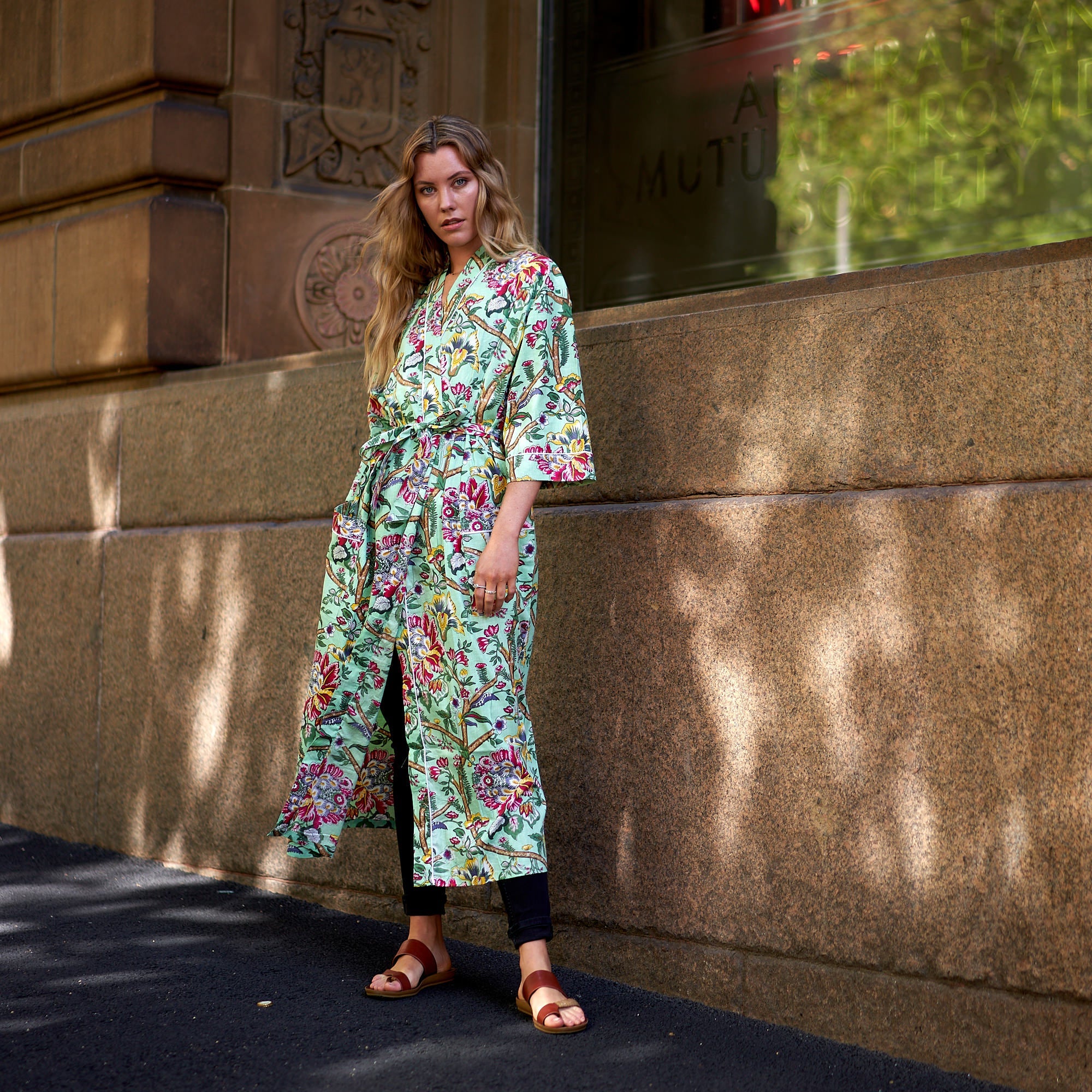 Vibrant Gardenia Cotton Kimono Robe