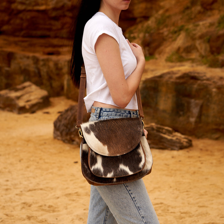 Cowhide Leather Crossbody Bag - Dia Messenger Style