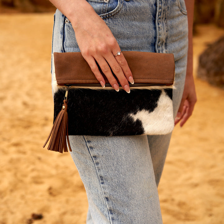 Cowhide Leather Clutch - Sofia | Handmade & Stylish