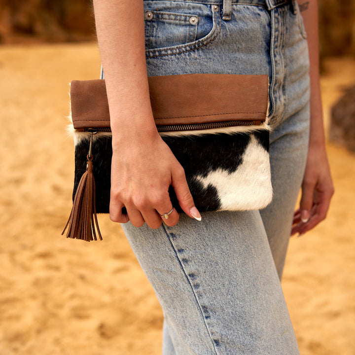 Cowhide Leather Clutch - Sofia | Handmade & Stylish