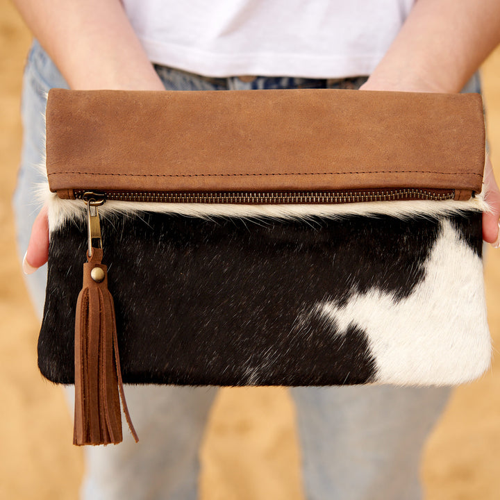 Cowhide Leather Clutch - Sofia | Handmade & Stylish