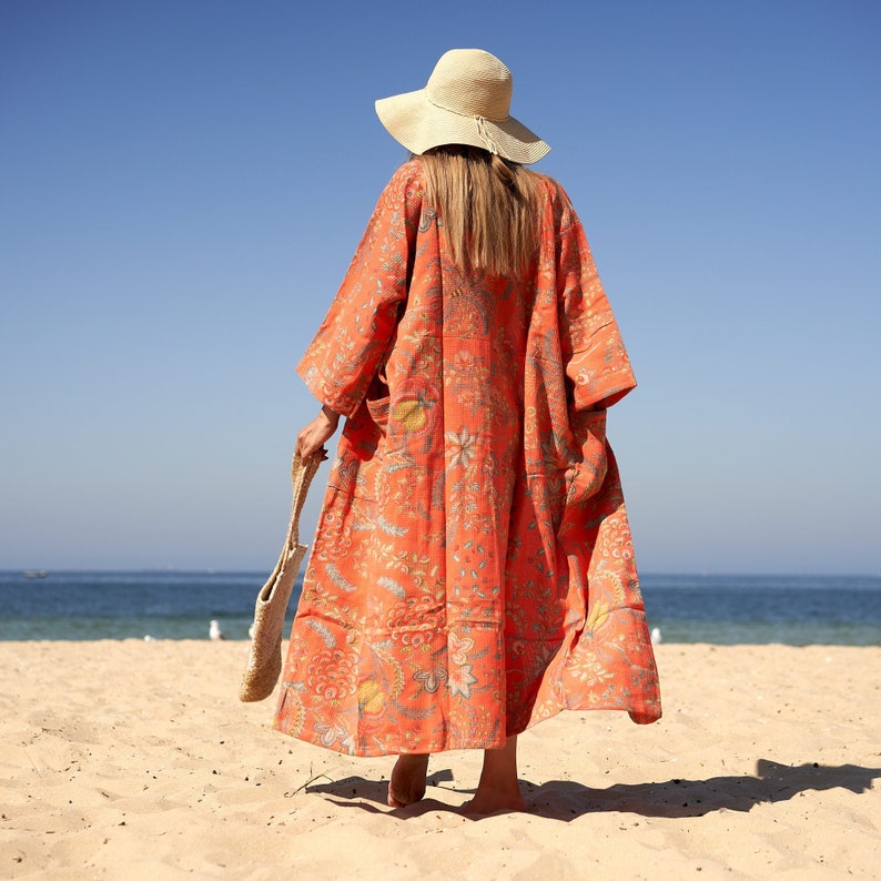 Tidal Tranquility' 100% Cotton Kimono Robe | Ocean Inspired