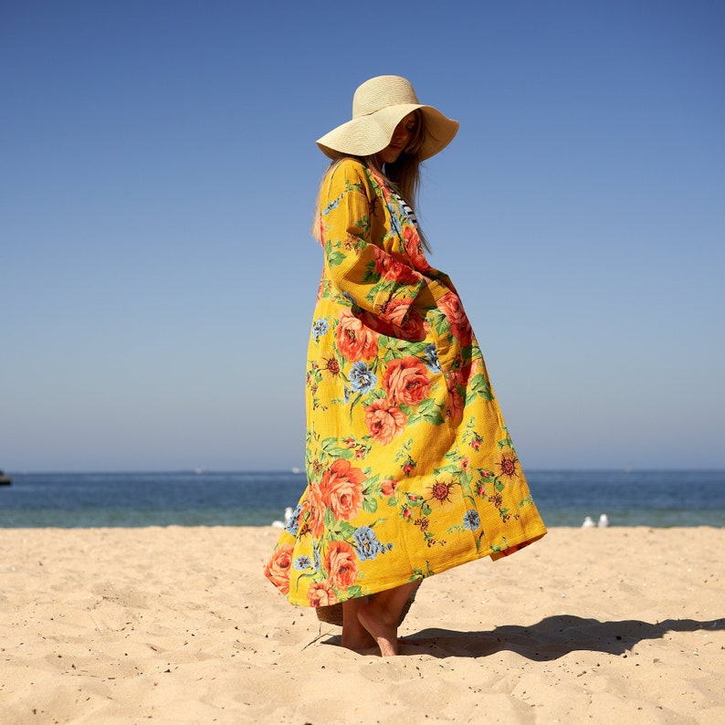 Sun-Kissed Sands' 100% Cotton Kimono Robe | Summer Style