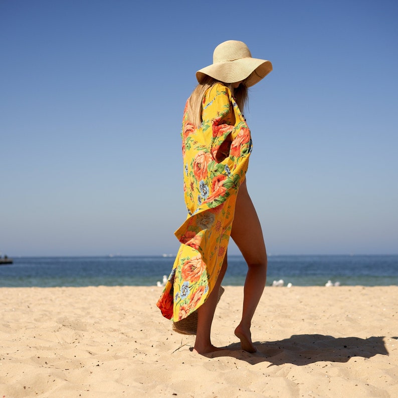 Sun-Kissed Sands' 100% Cotton Kimono Robe | Summer Style