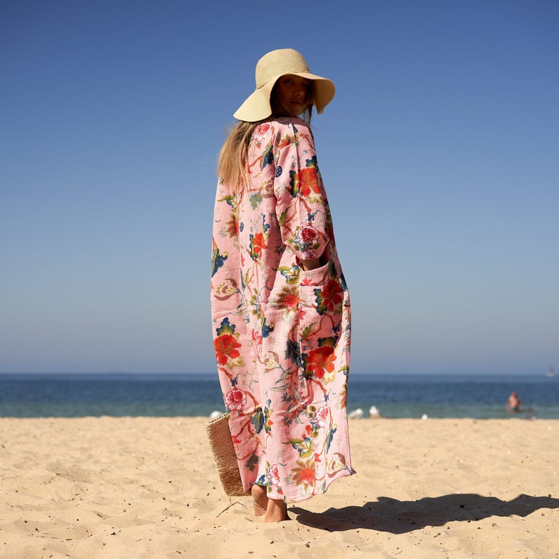 Seaside Vibes' 100% Cotton Kimono Robe | Coastal Look