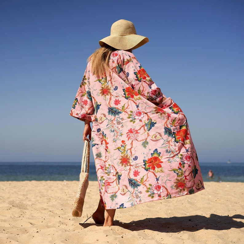 Seaside Vibes' 100% Cotton Kimono Robe | Coastal Look