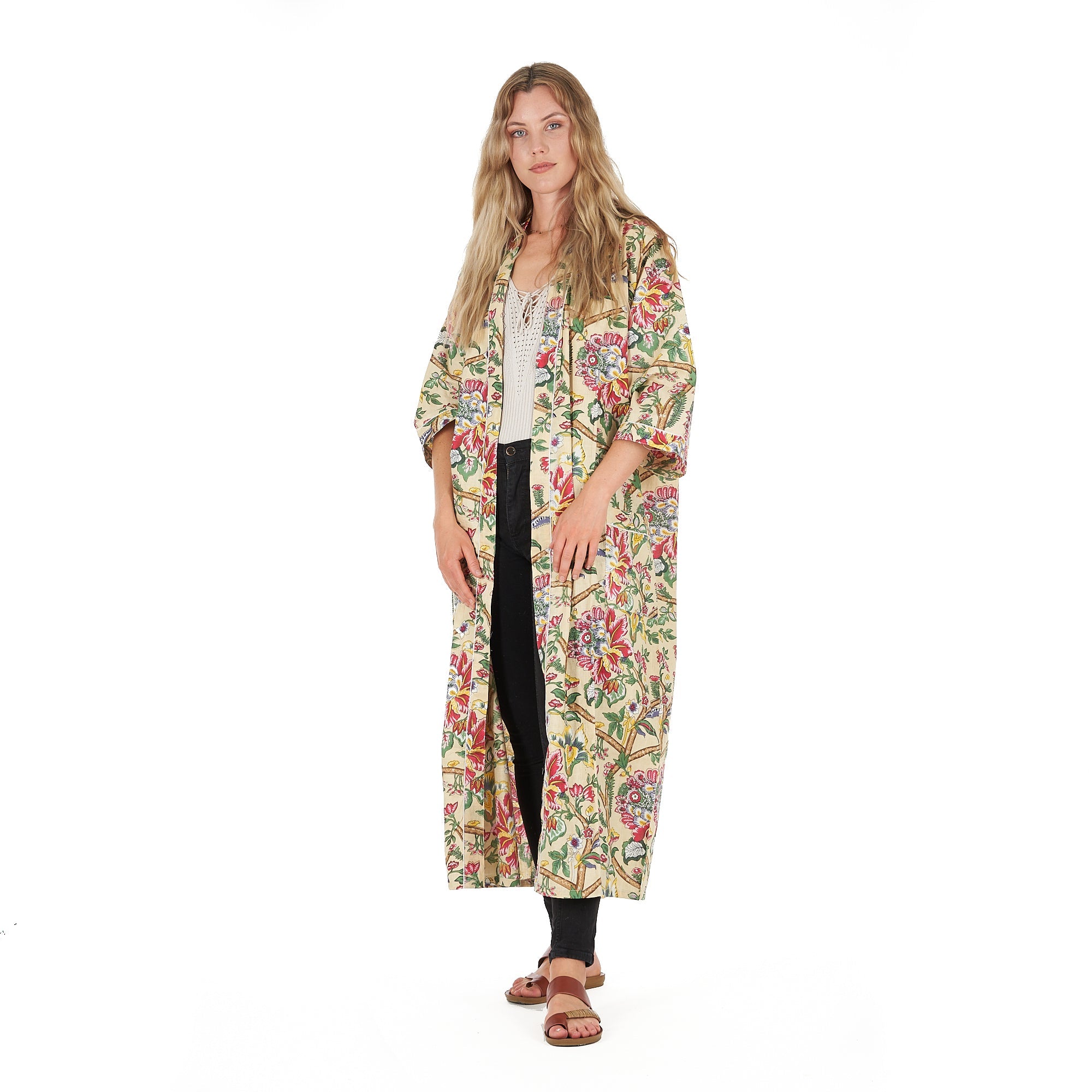 Yellow Sherbet Florals Kimono Robe