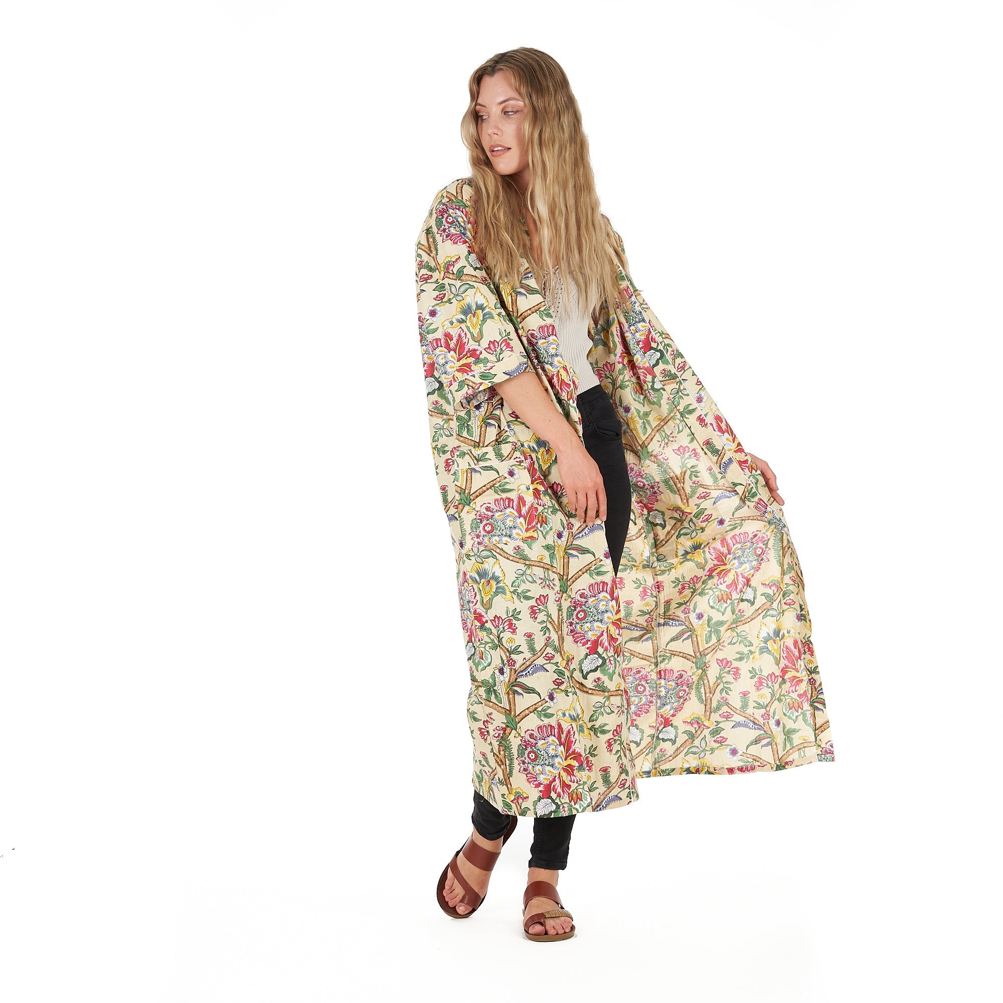 Yellow Sherbet Florals Kimono Robe