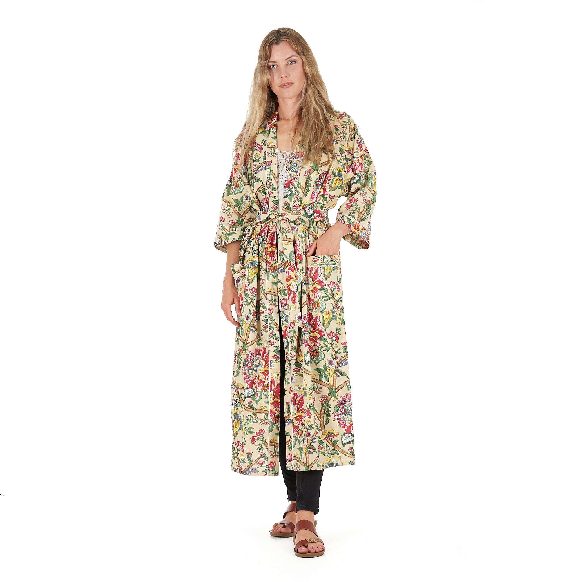 Yellow Sherbet Florals Kimono Robe