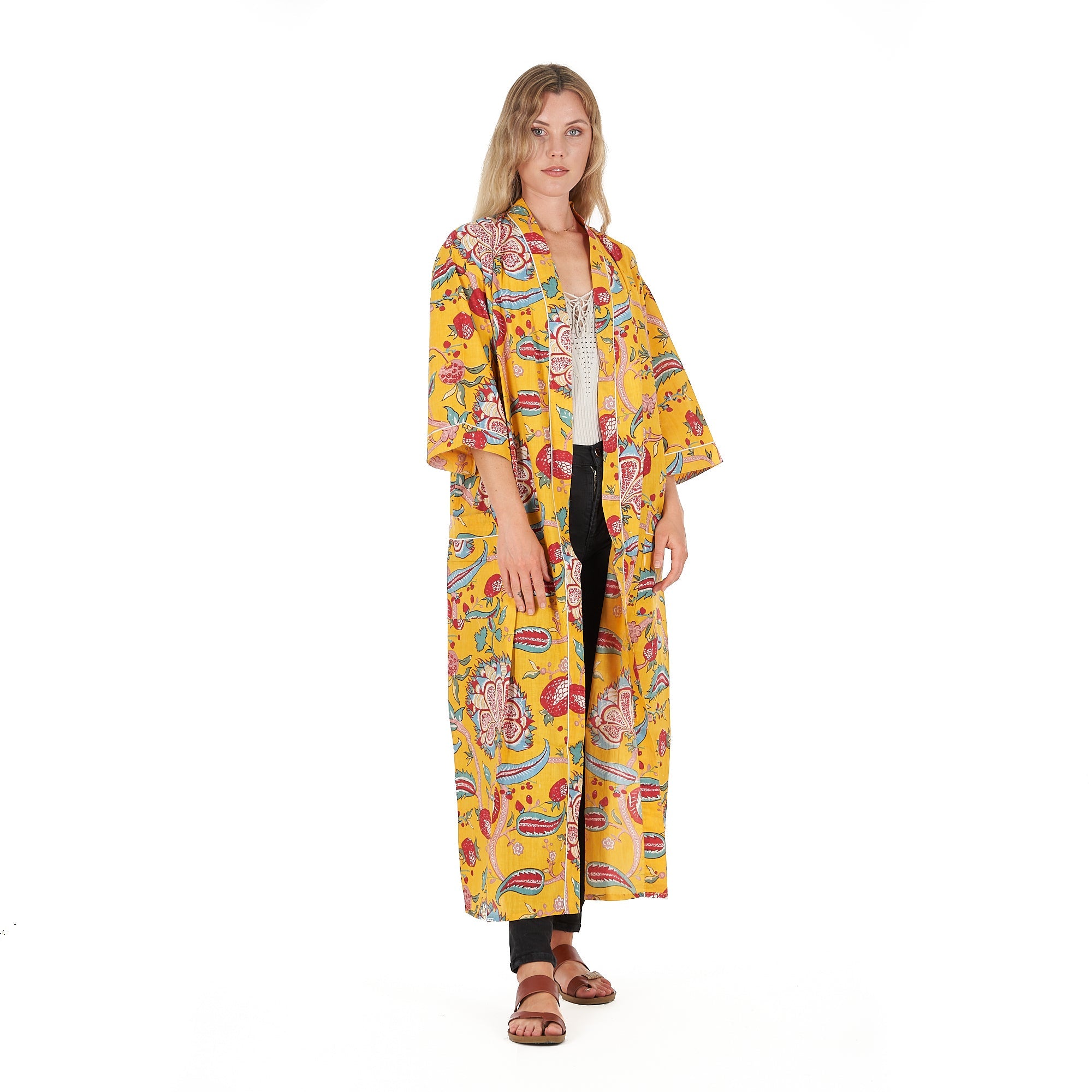 Frida's Vibrant Forest Kimono Robe