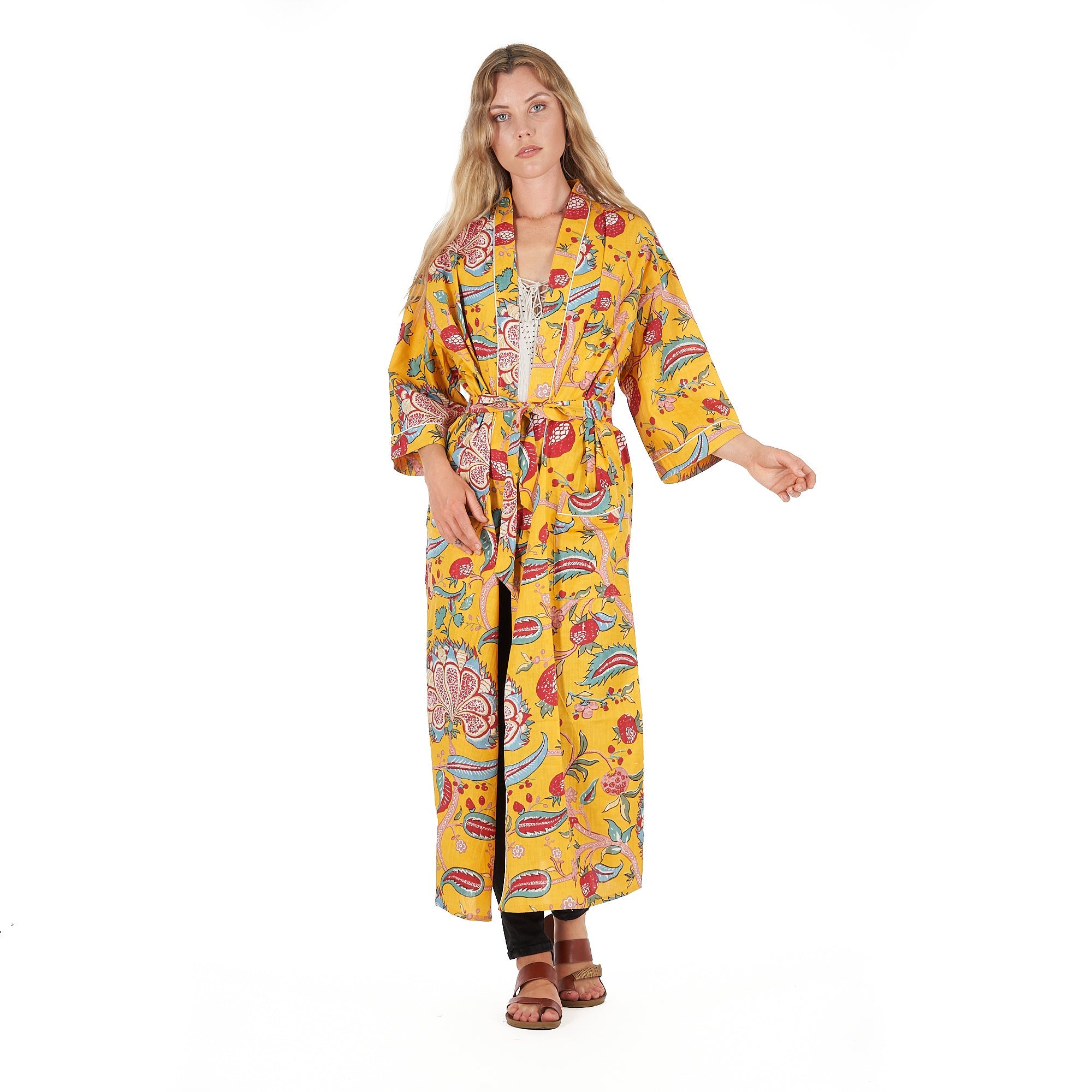 Frida's Vibrant Forest Kimono Robe