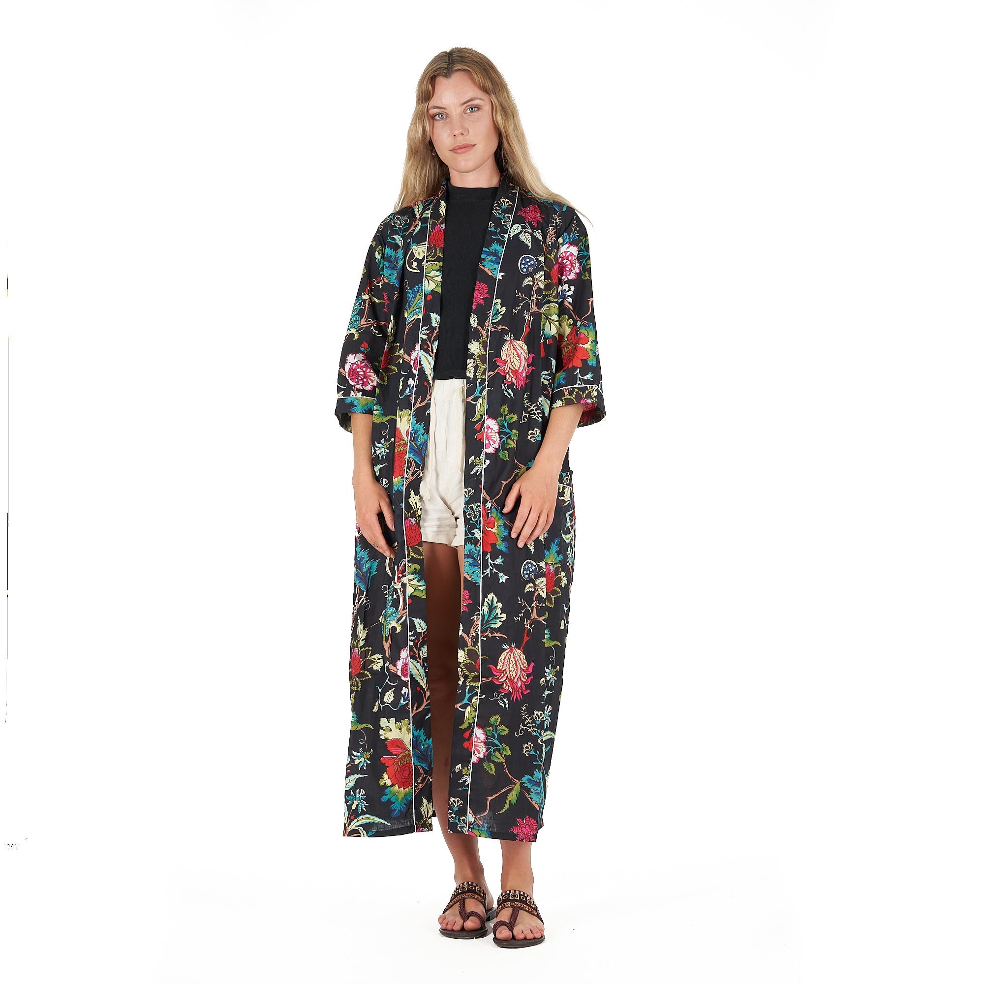 Noir Nights Cotton Kimono Robe