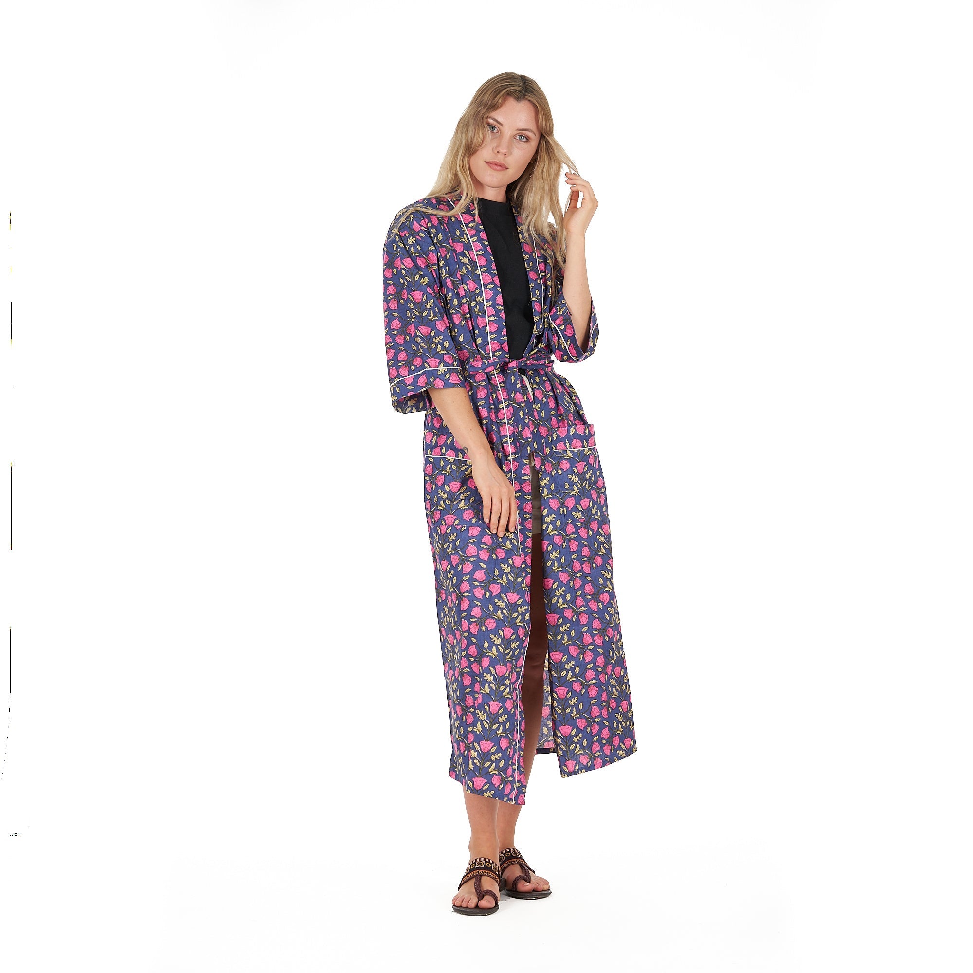 Floral Euphoria Cotton Kimono Robe