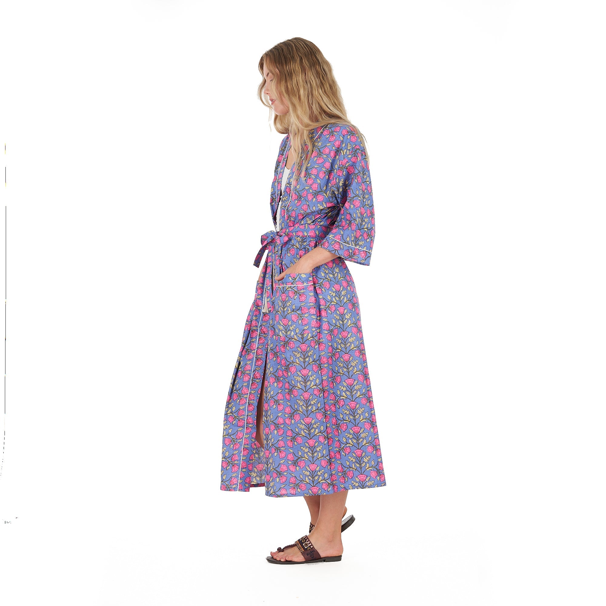 Floral Harmony Cotton Kimono Robe