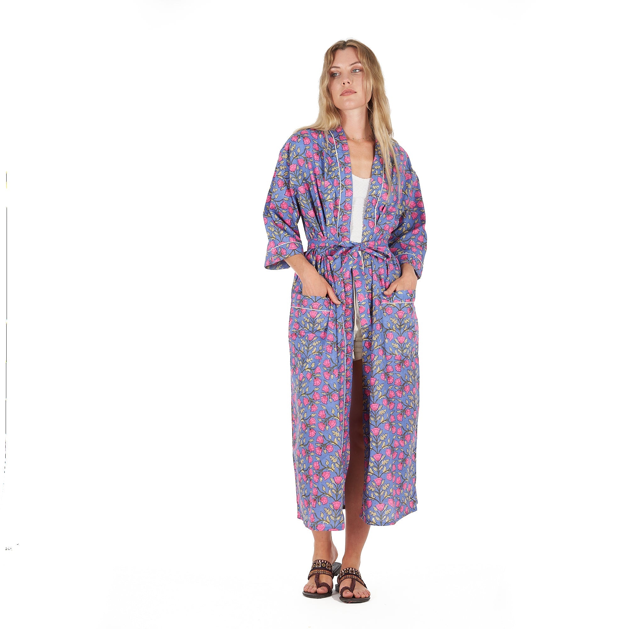 Floral Harmony Cotton Kimono Robe