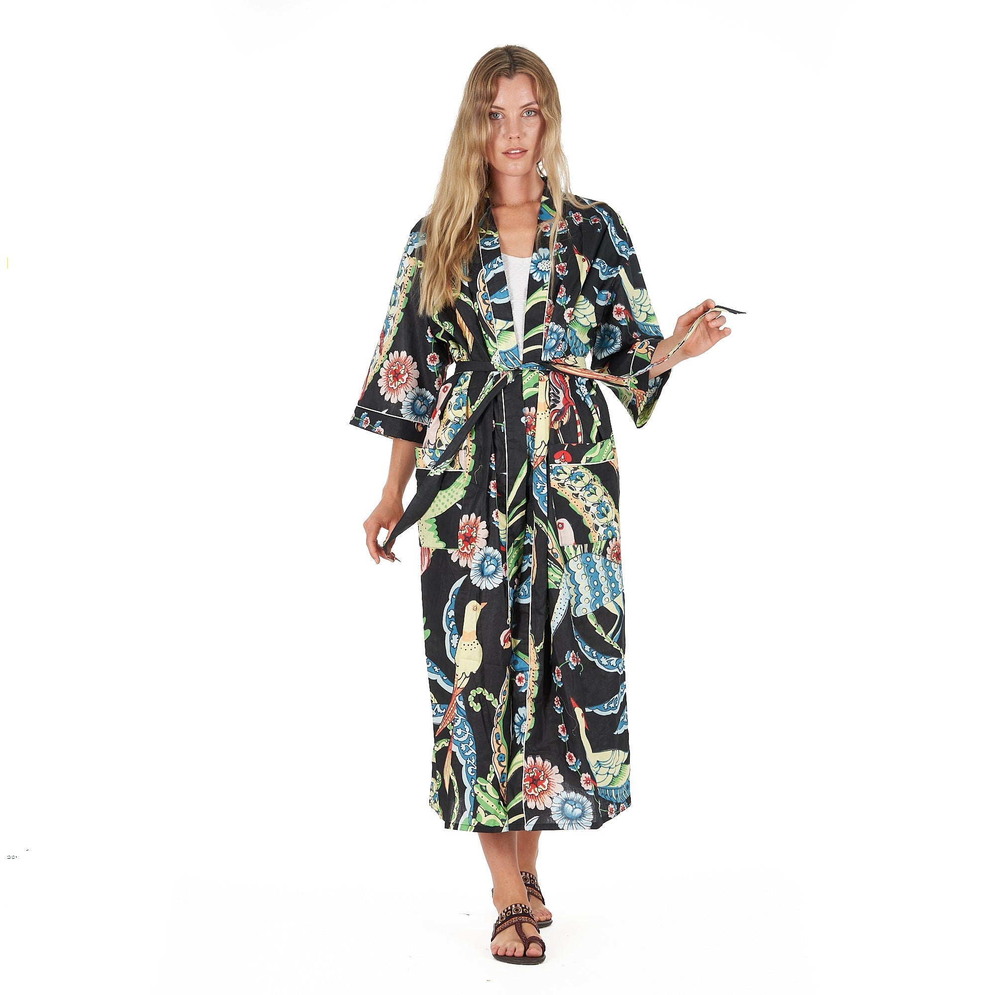 Ebony Exotica Cotton Kimono Robe