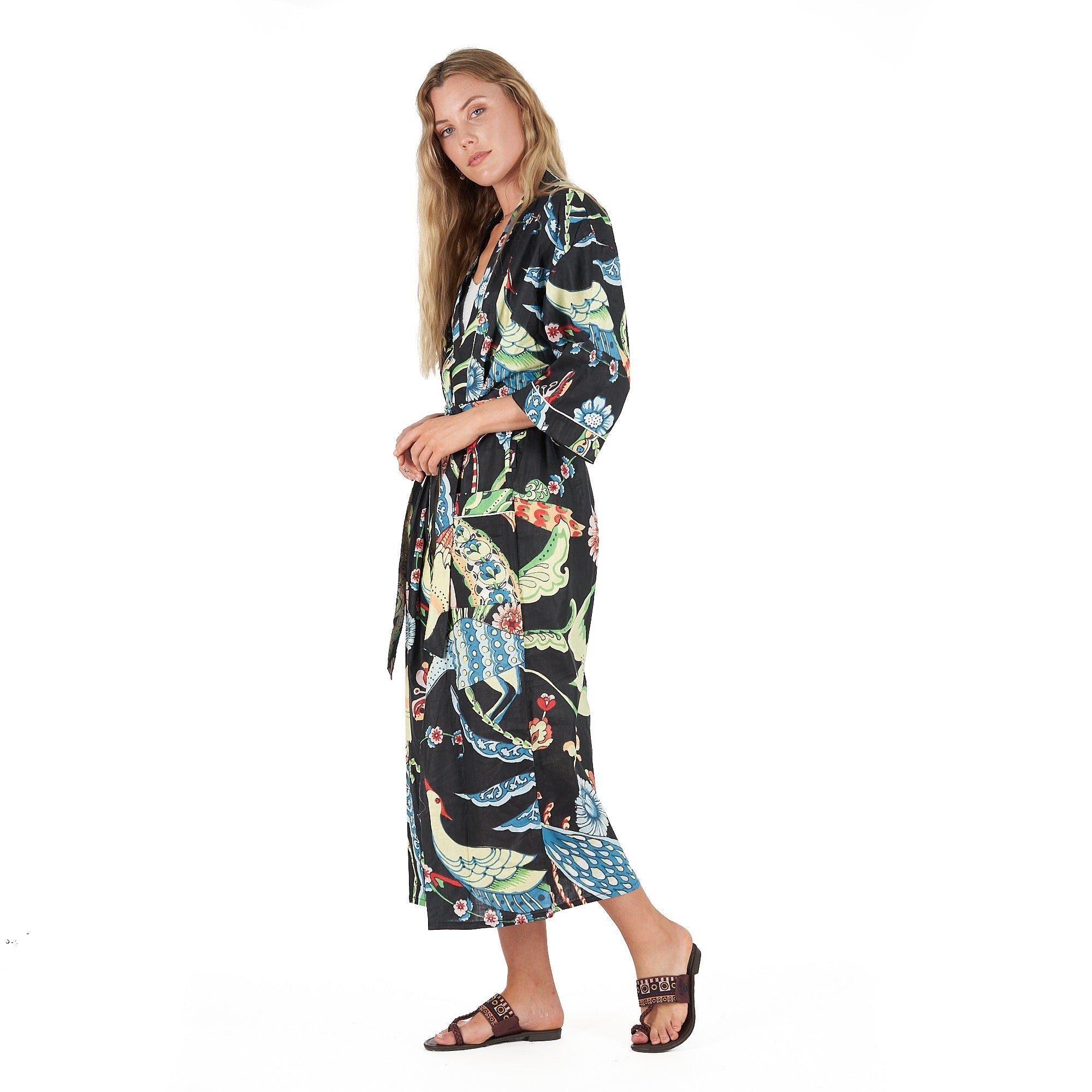 Ebony Exotica Cotton Kimono Robe