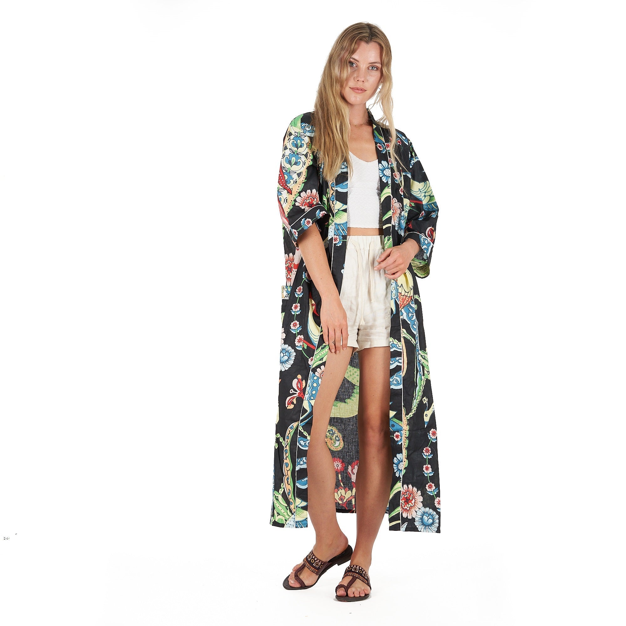 Ebony Exotica Cotton Kimono Robe