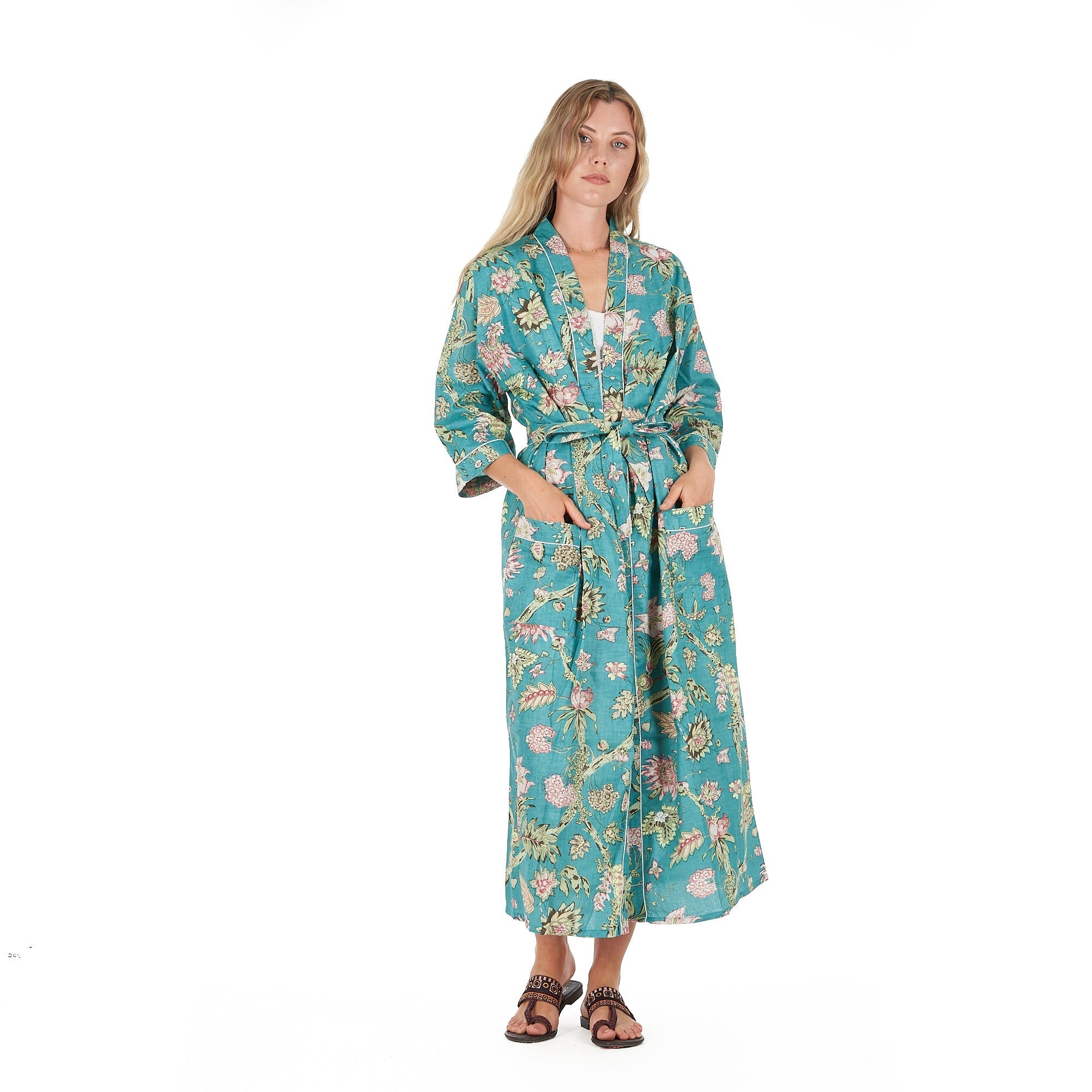 Coastal Cool Cotton Kimono Robe