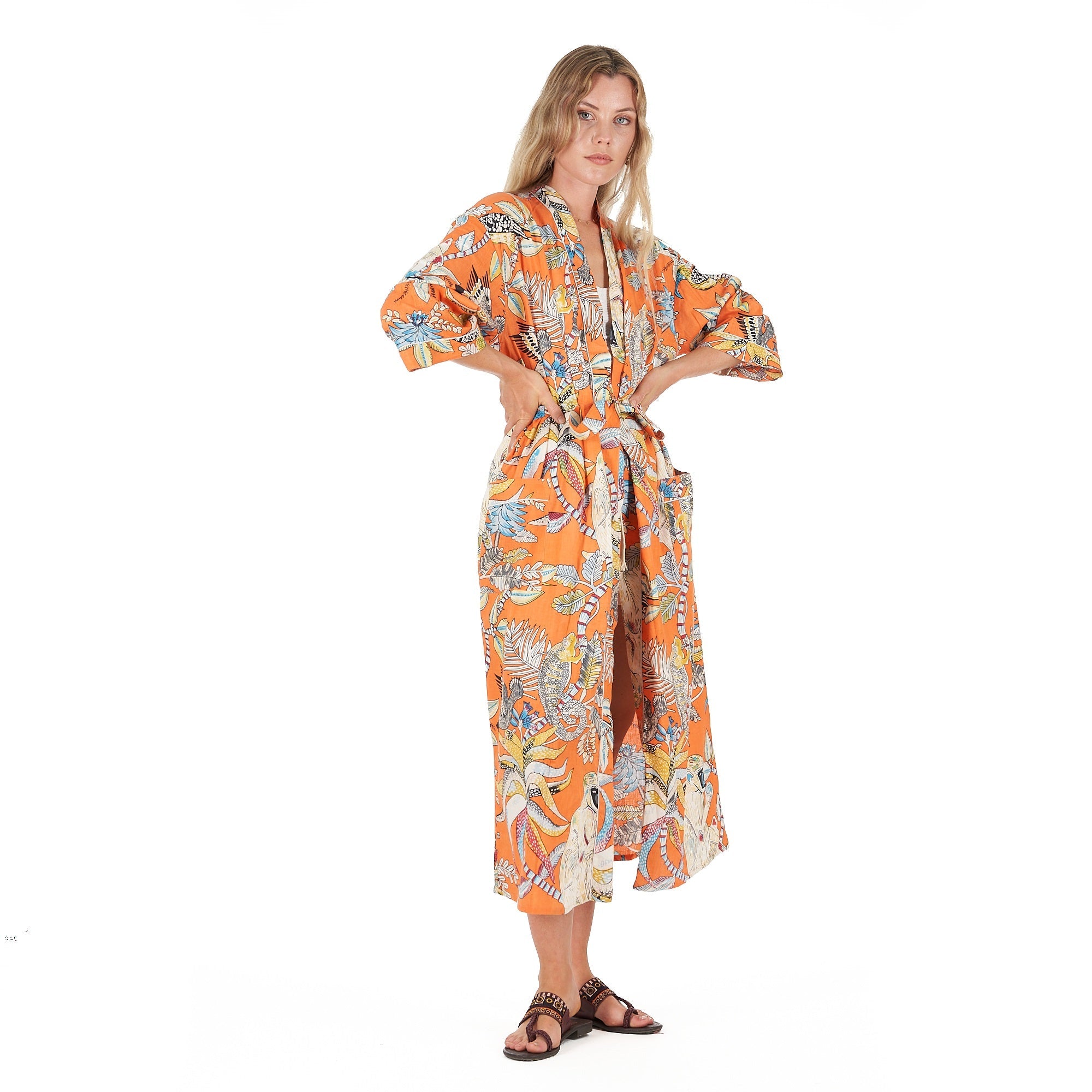 Paradise Petals Cotton Kimono Robe