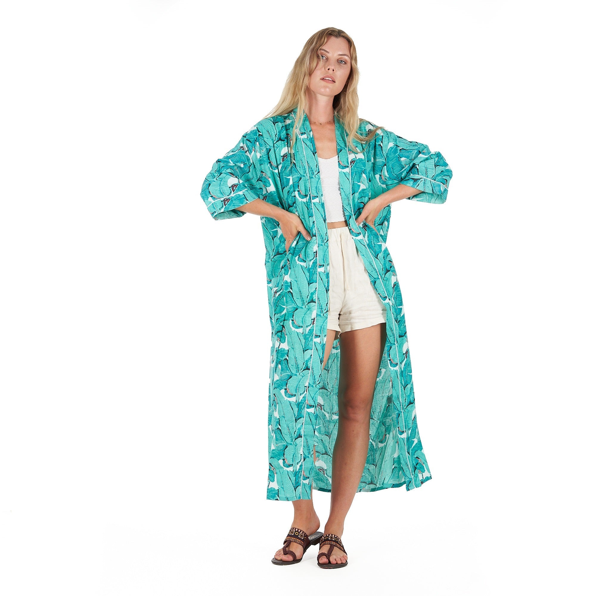 Rainforest Rhapsody Cotton Kimono Robe