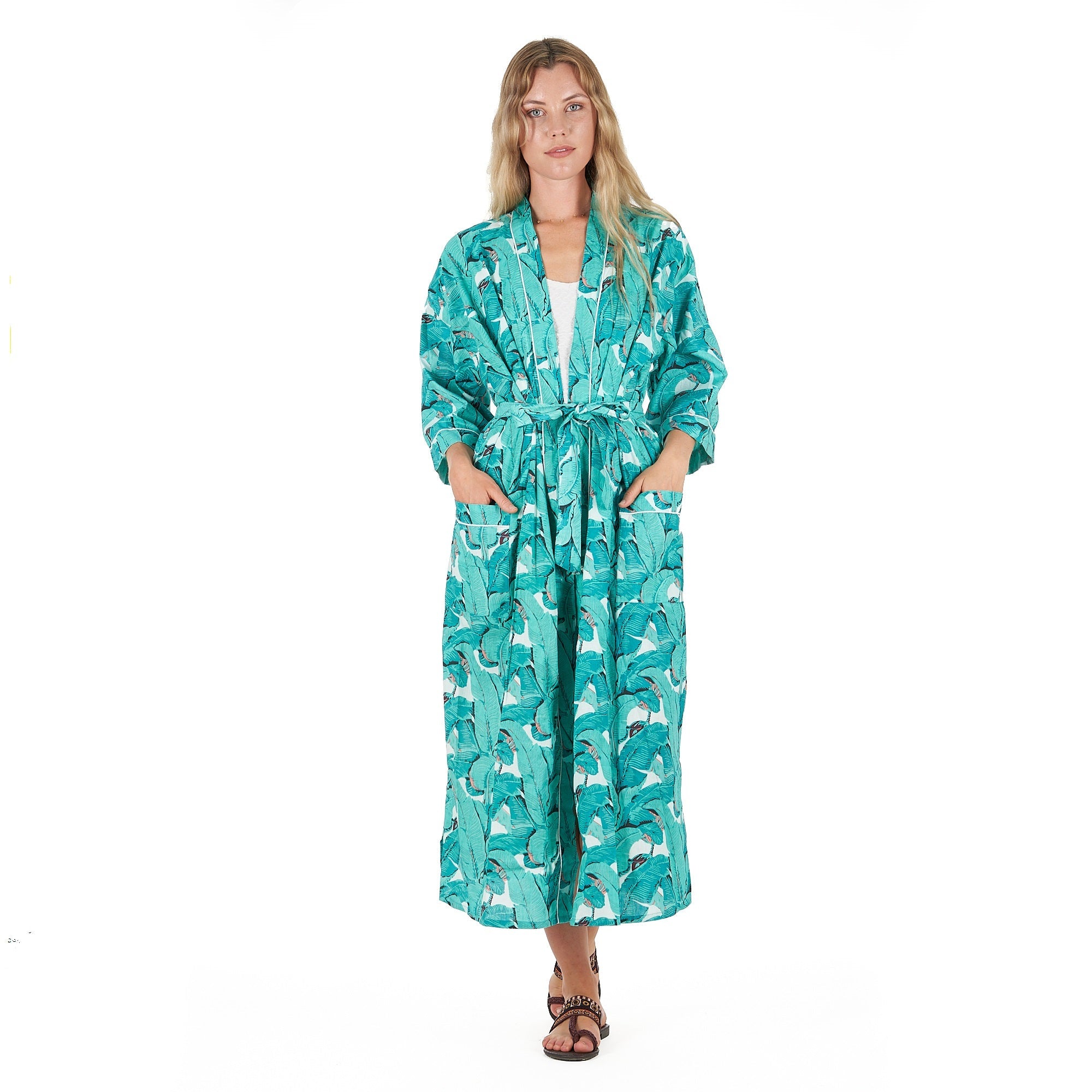 Rainforest Rhapsody Cotton Kimono Robe