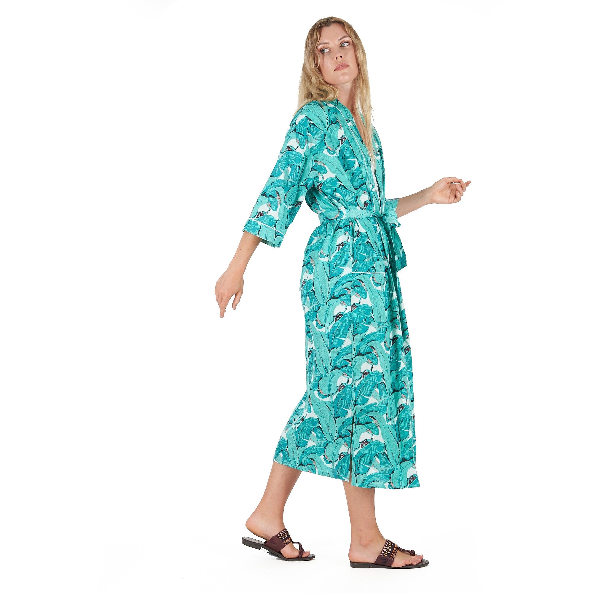 Rainforest Rhapsody Cotton Kimono Robe