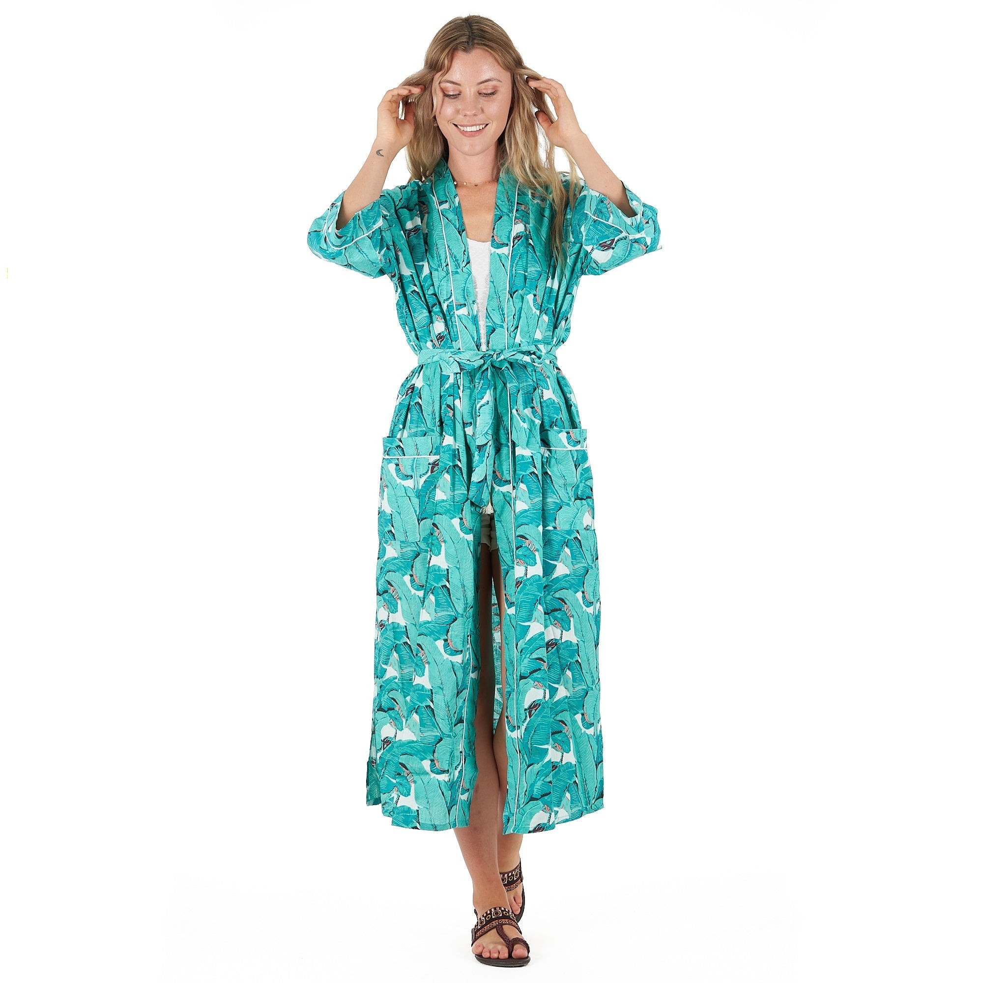 Rainforest Rhapsody Cotton Kimono Robe