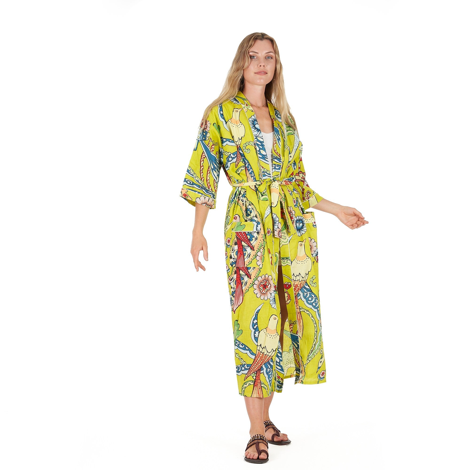 Vibrant Paradise Cotton Kimono Robe