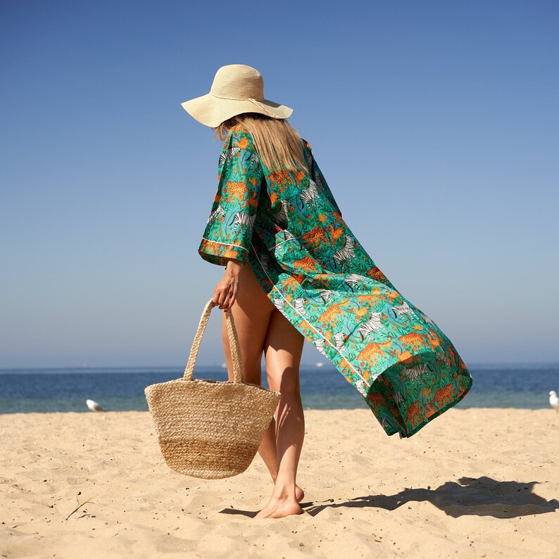 Sun-Drenched Safari' 100% Cotton Kimono Robe | Warm Style