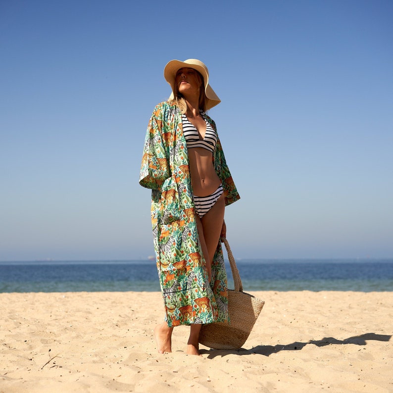 Island Dreams' 100% Cotton Kimono Robe | Tropical Vibe