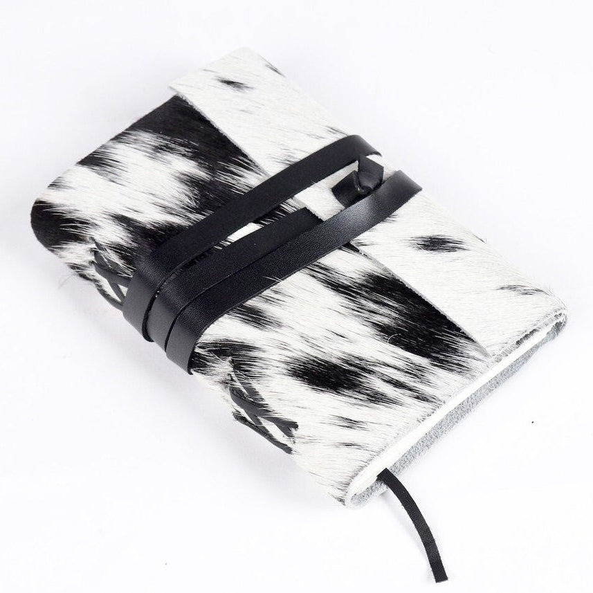 Vintage Cowhide Journal - Black Patches | Handmade