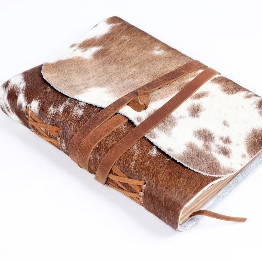 Vintage Cowhide Journal - Brown Patches | Unique