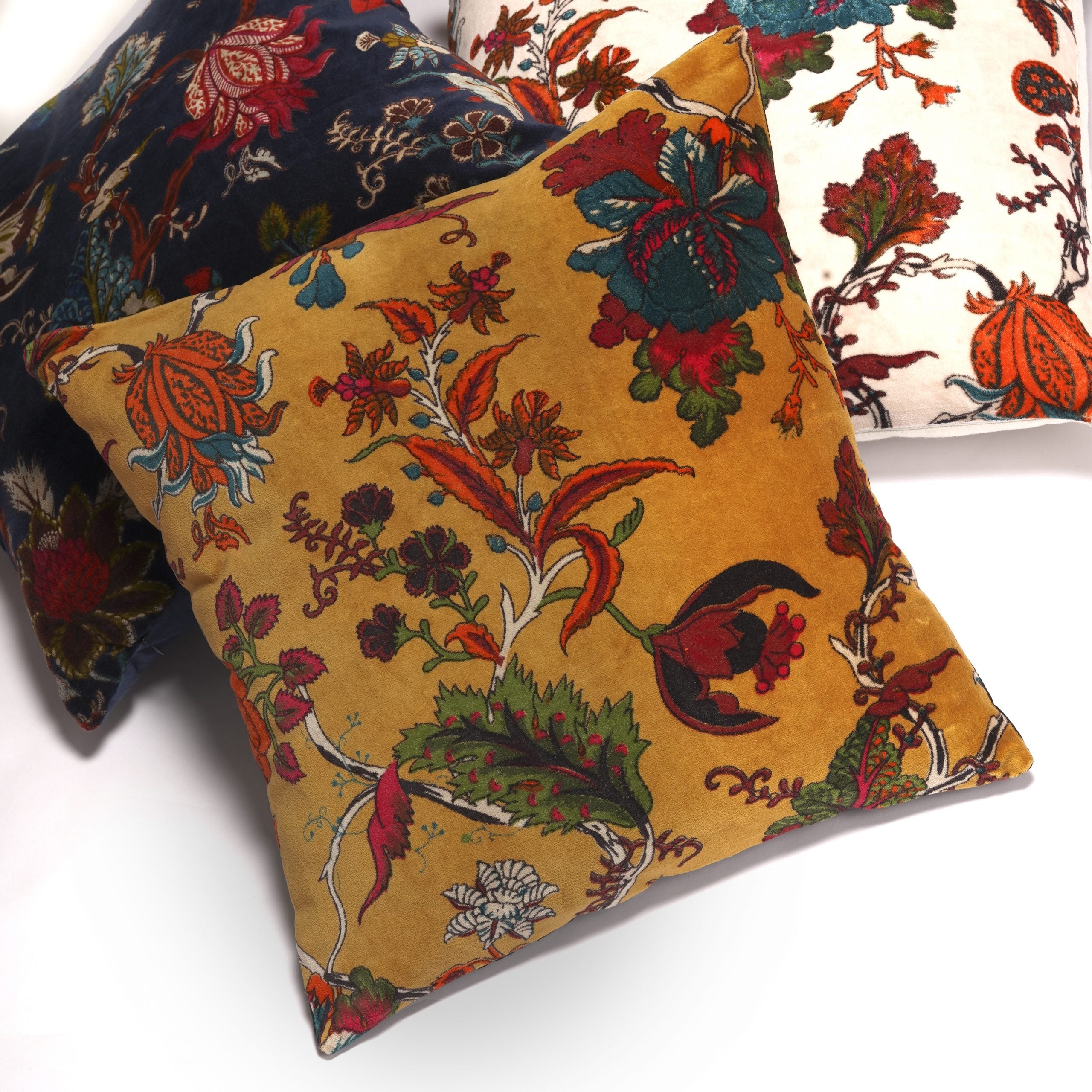 Cotton Velvet Floral Cushion - Frida-Inspired Design