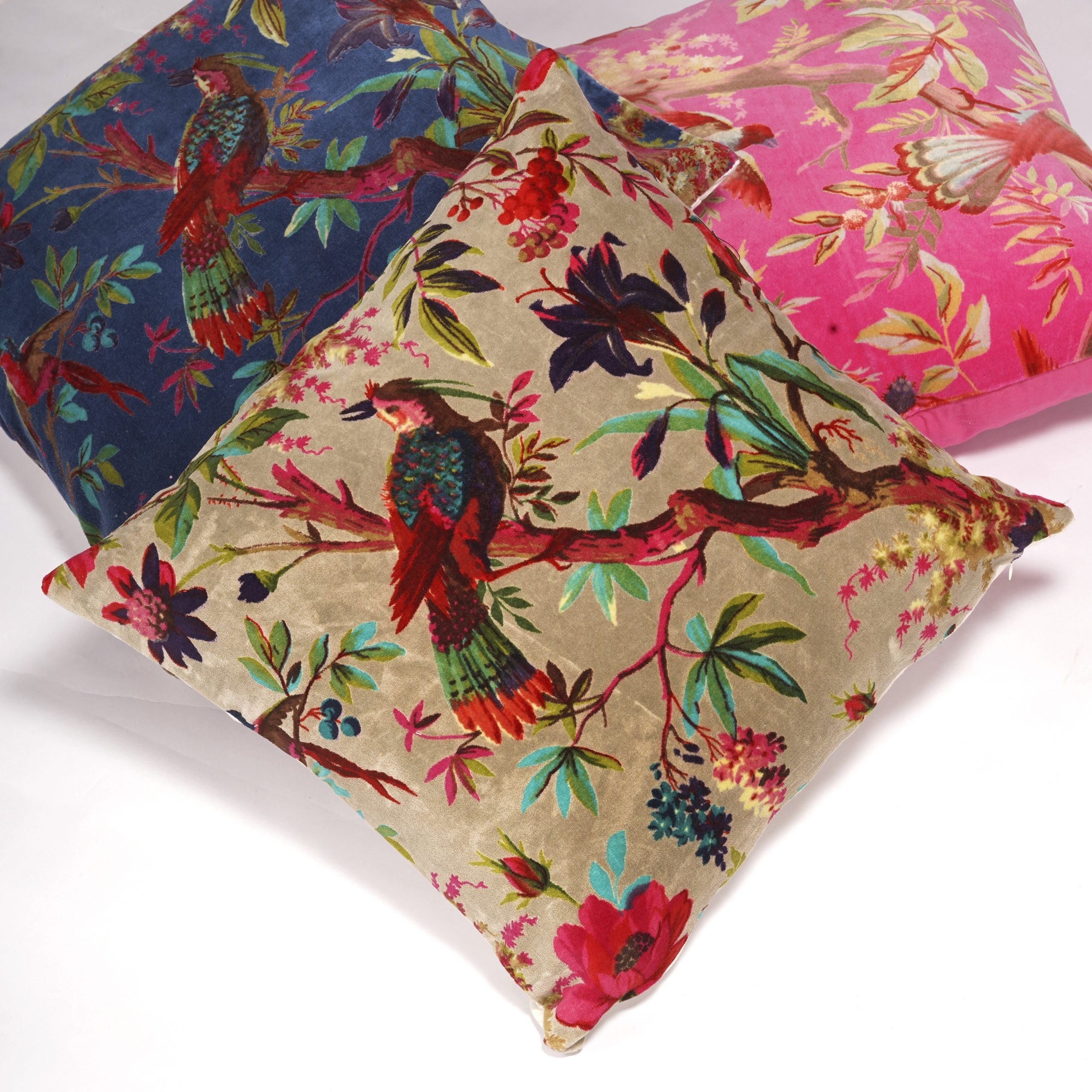 'Botanical Harmony' Cotton Velvet Cushion Cover