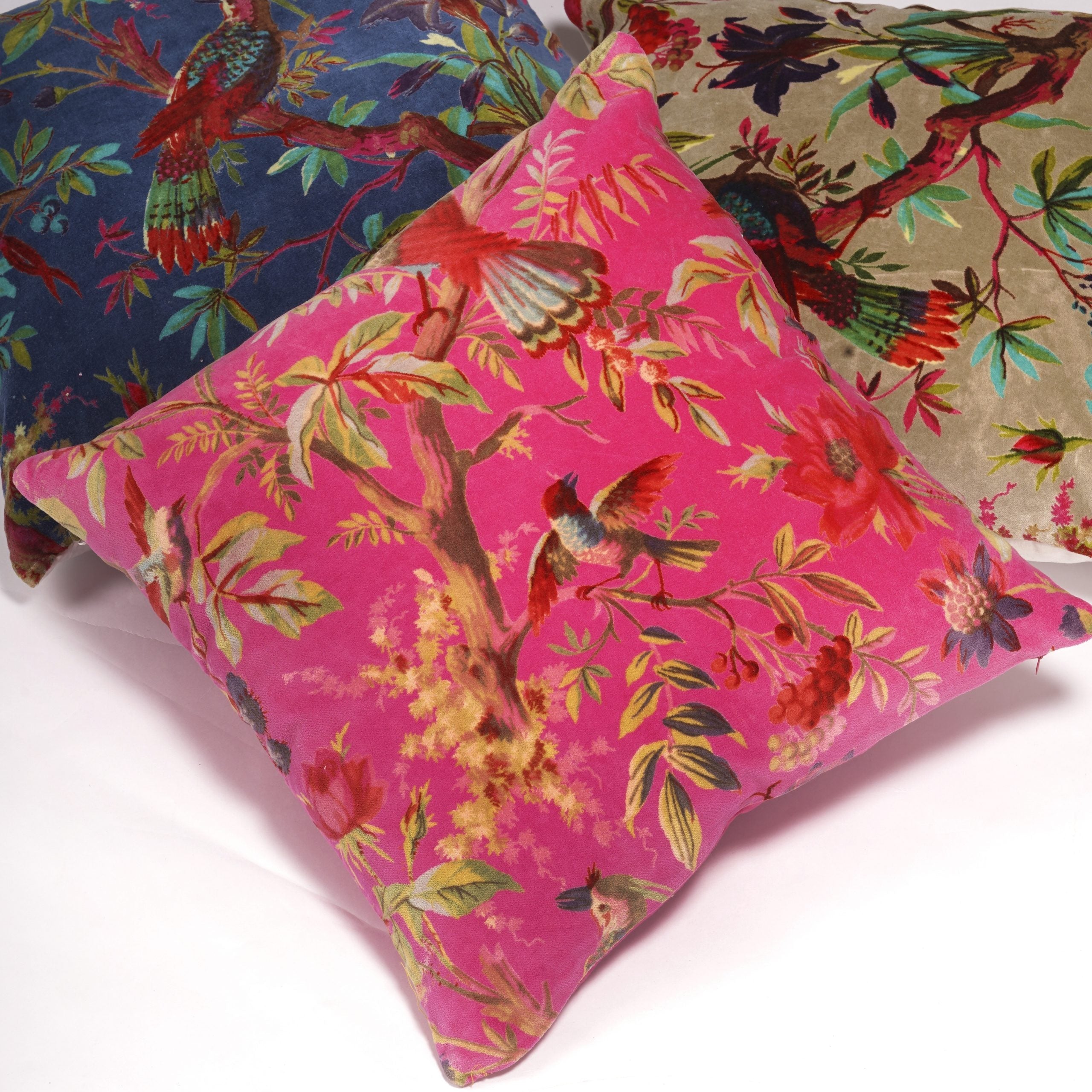 'Fly Me To Paradise' Velvet Cushion Cover