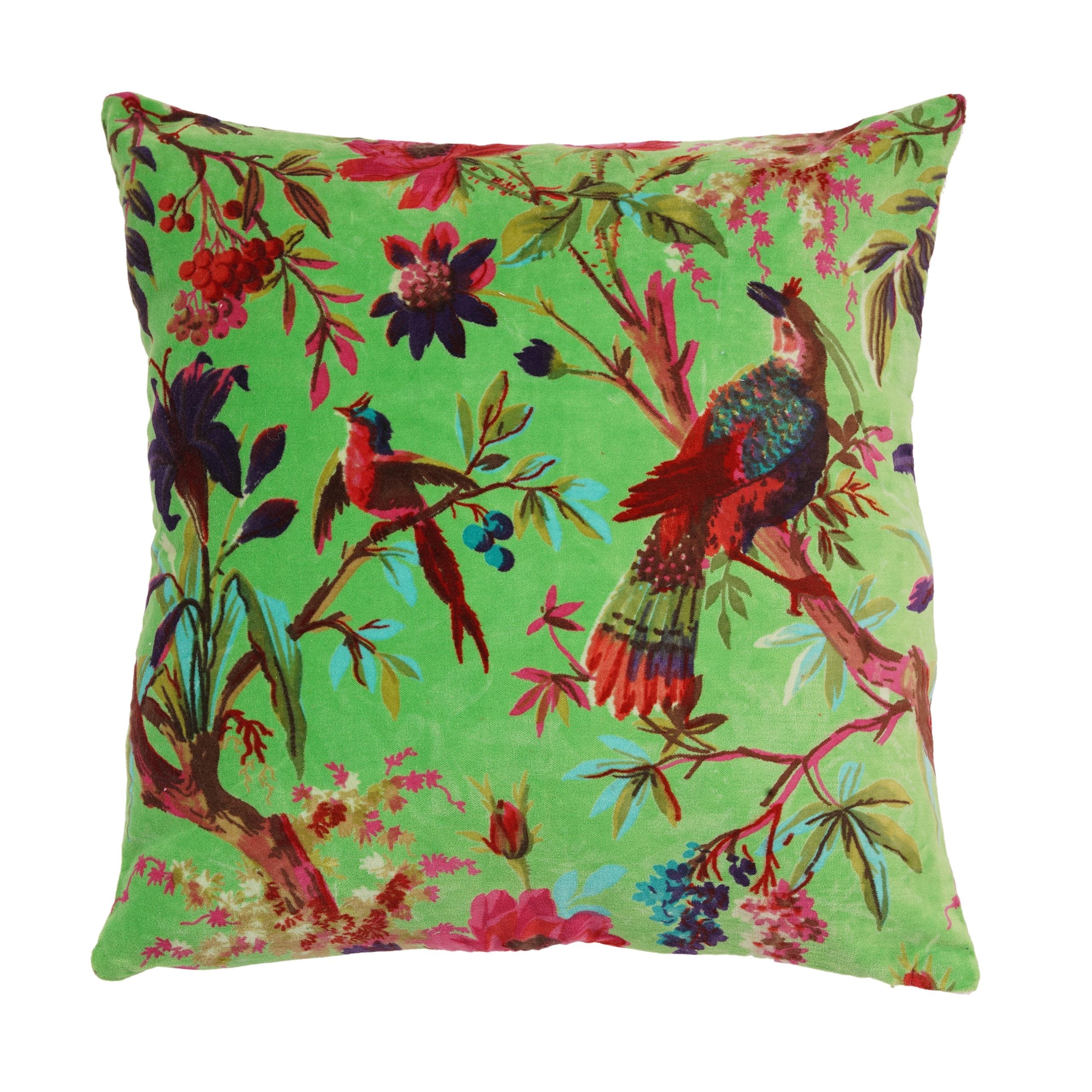 'Feathered Foliage' Velvet Cushion Cover - Chic Look