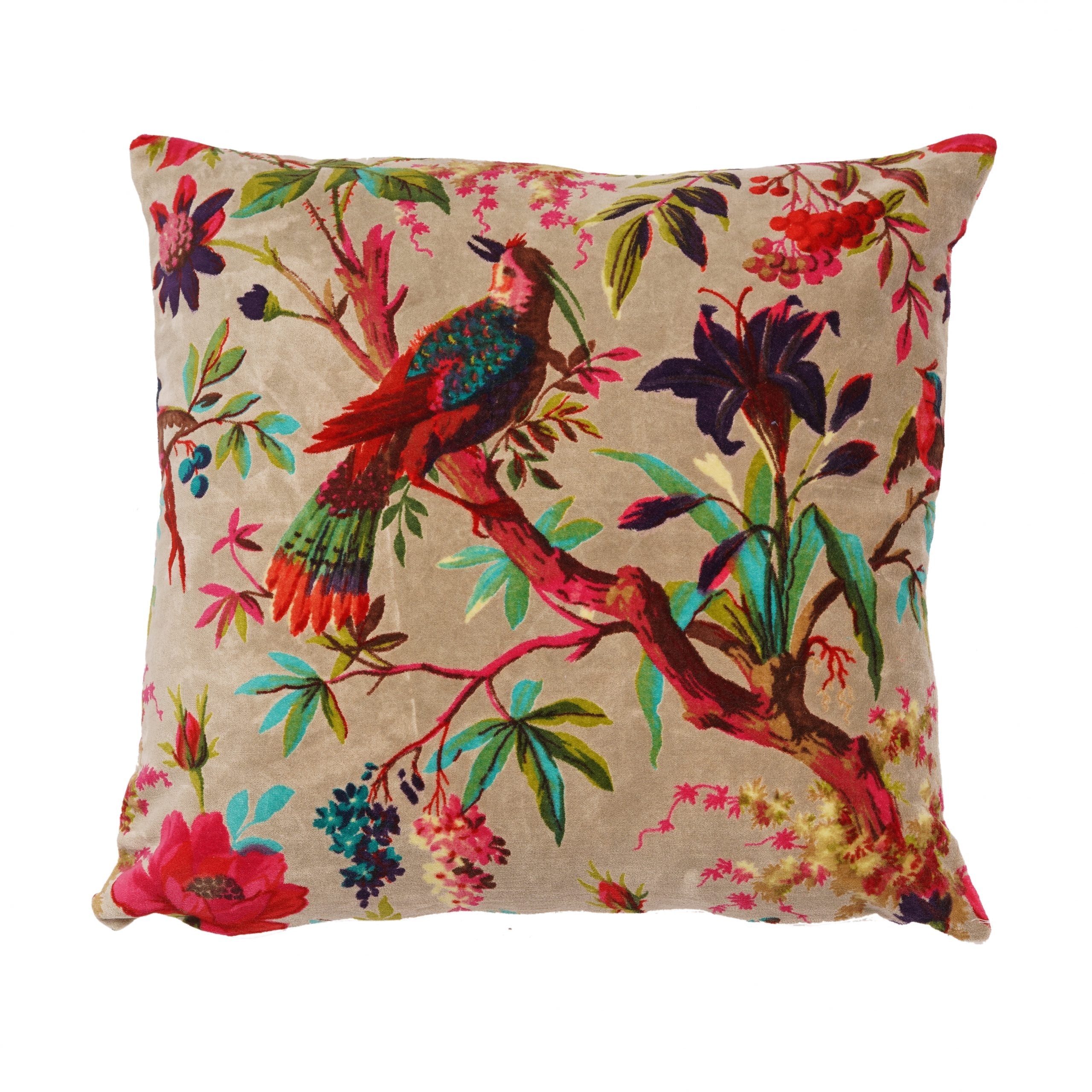 'Botanical Harmony' Cotton Velvet Cushion Cover