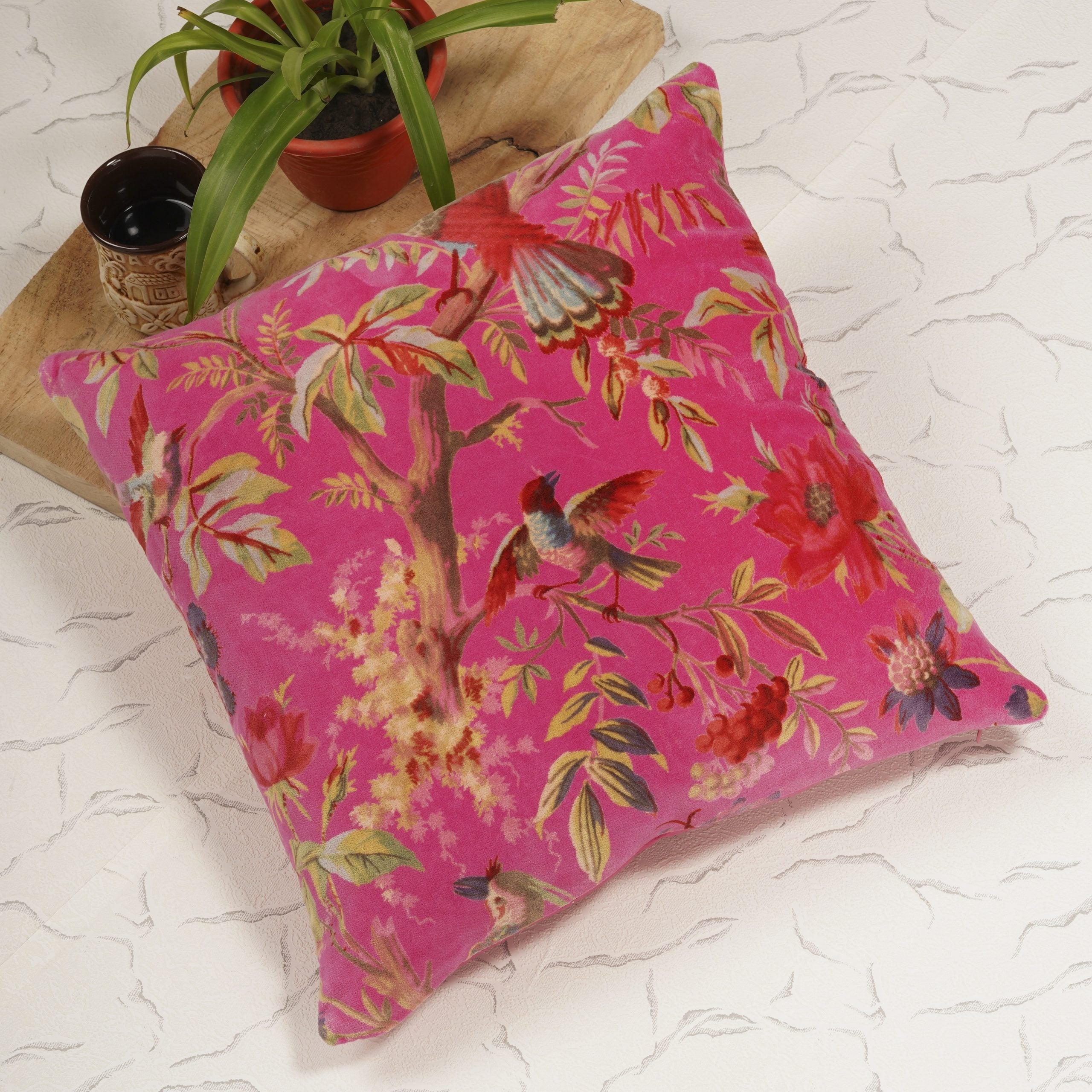 'Fly Me To Paradise' Velvet Cushion Cover