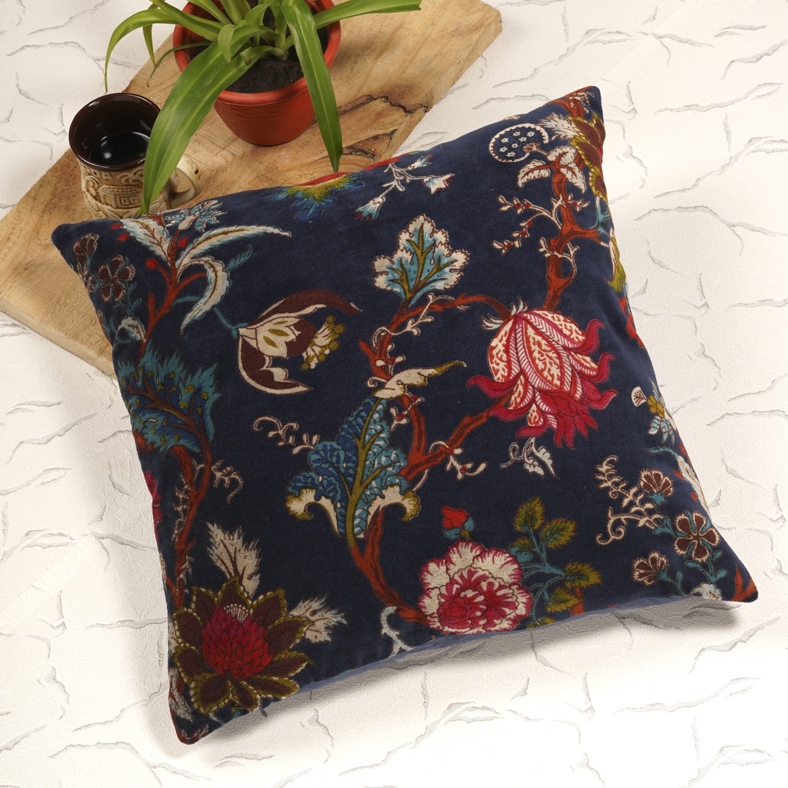 'Secret Garden' Velvet Cushion Cover - Artistic Design