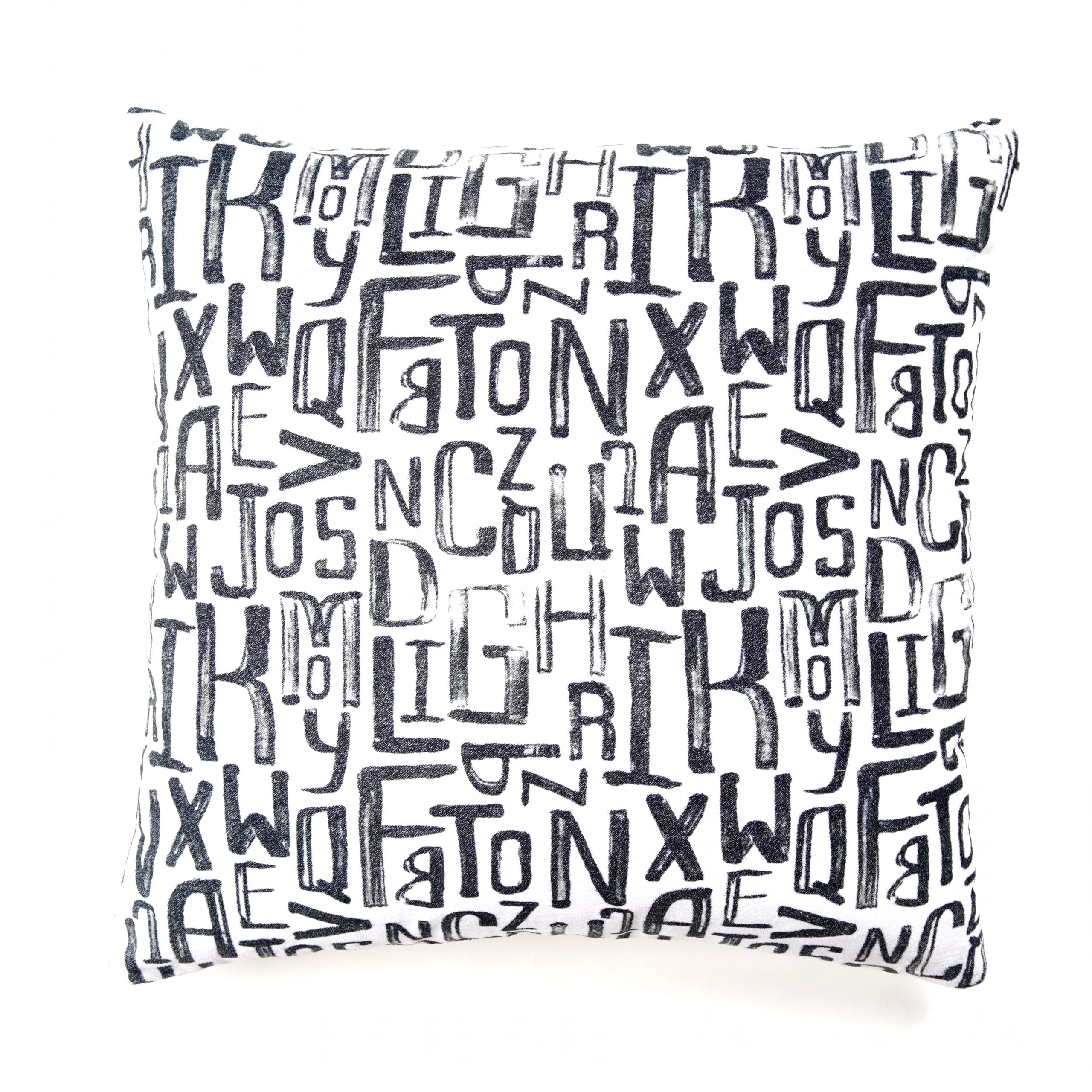 Bold Alphabet - Cotton Velvet Cushion Cover