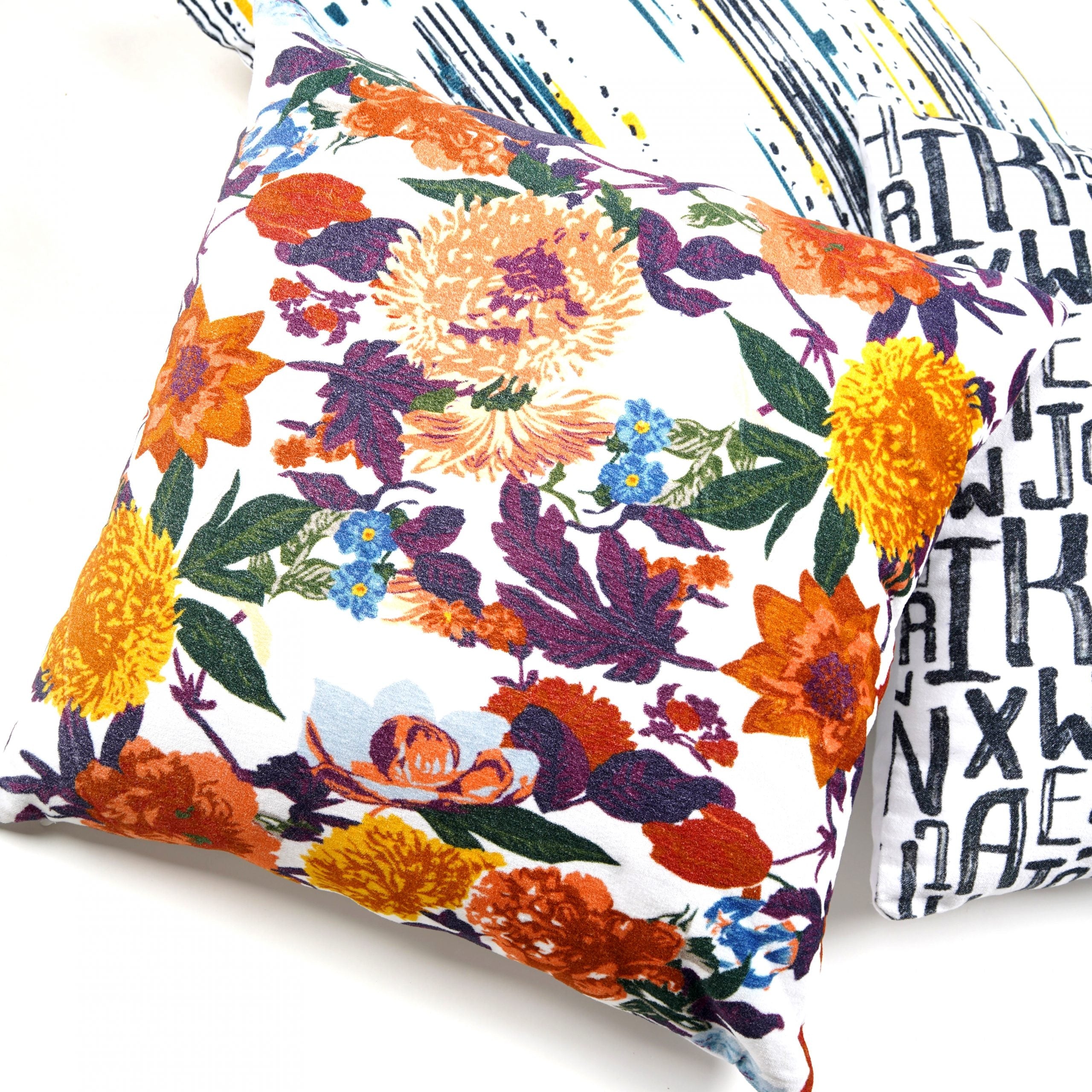 Floral Fancy - Cotton Velvet Cushion Cover