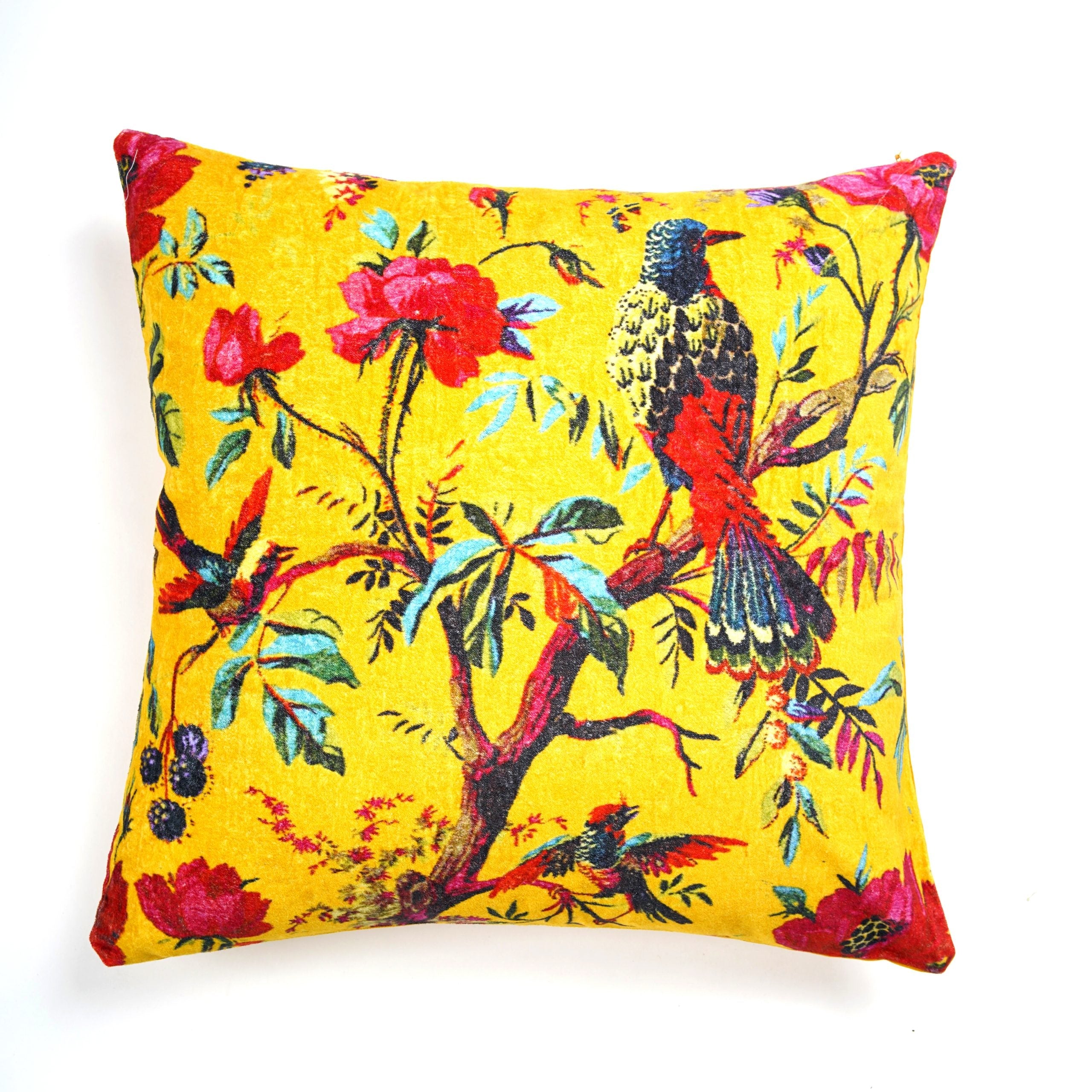 Feathered Elegance - Cotton Velvet Cushion Cover