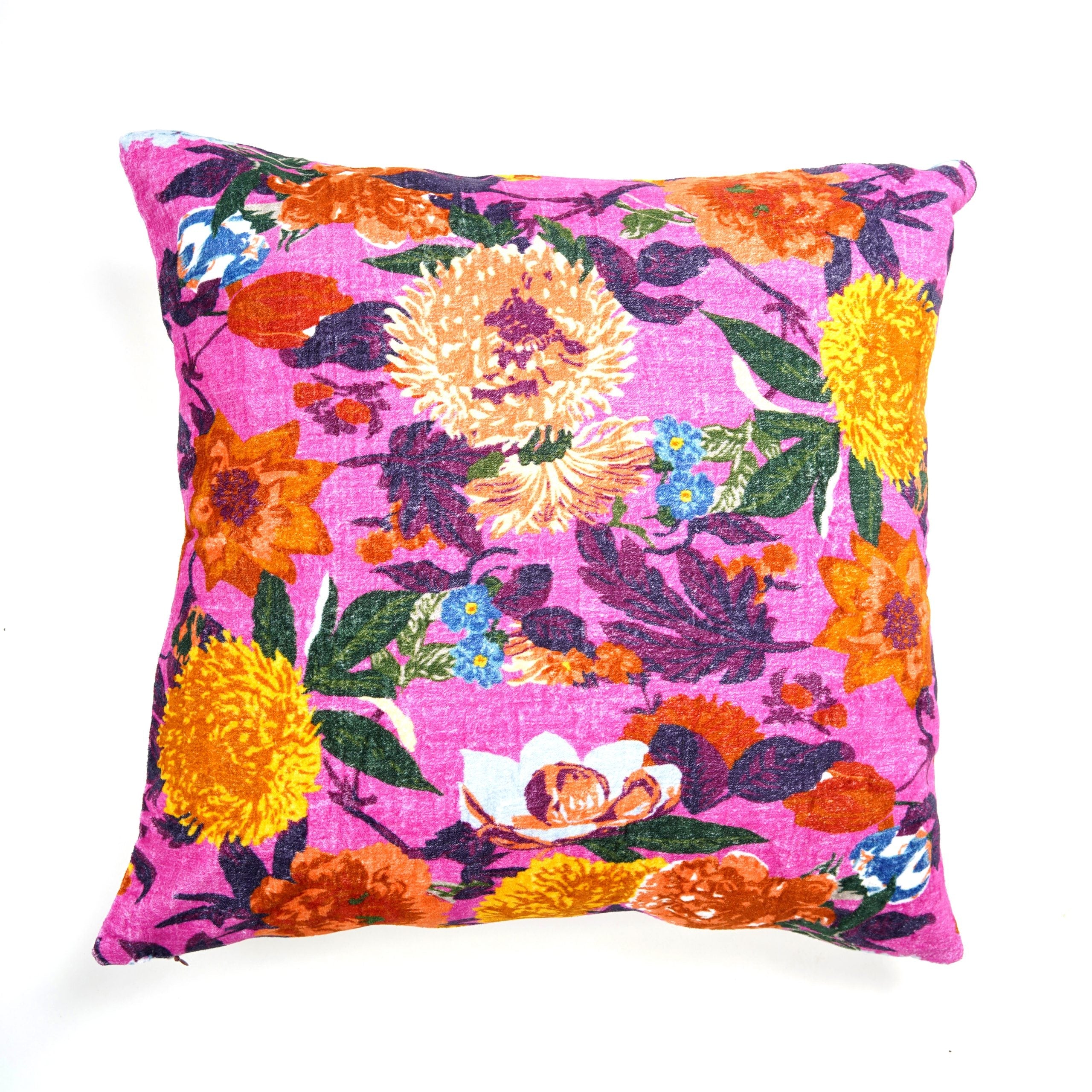 Blossoming Brilliance - Cotton Velvet Cushion