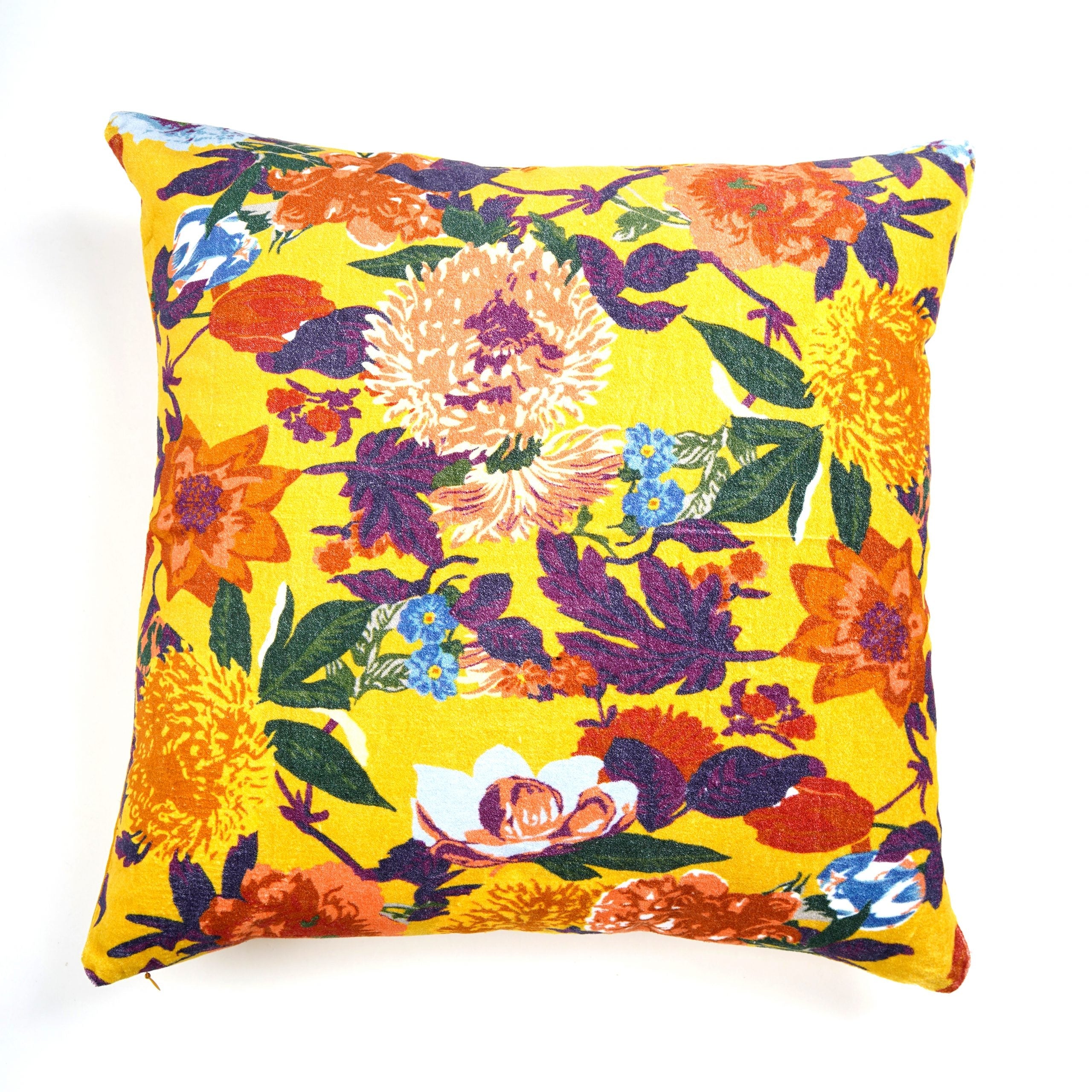 Floral Dreamscape - Cotton Velvet Cushion Cover