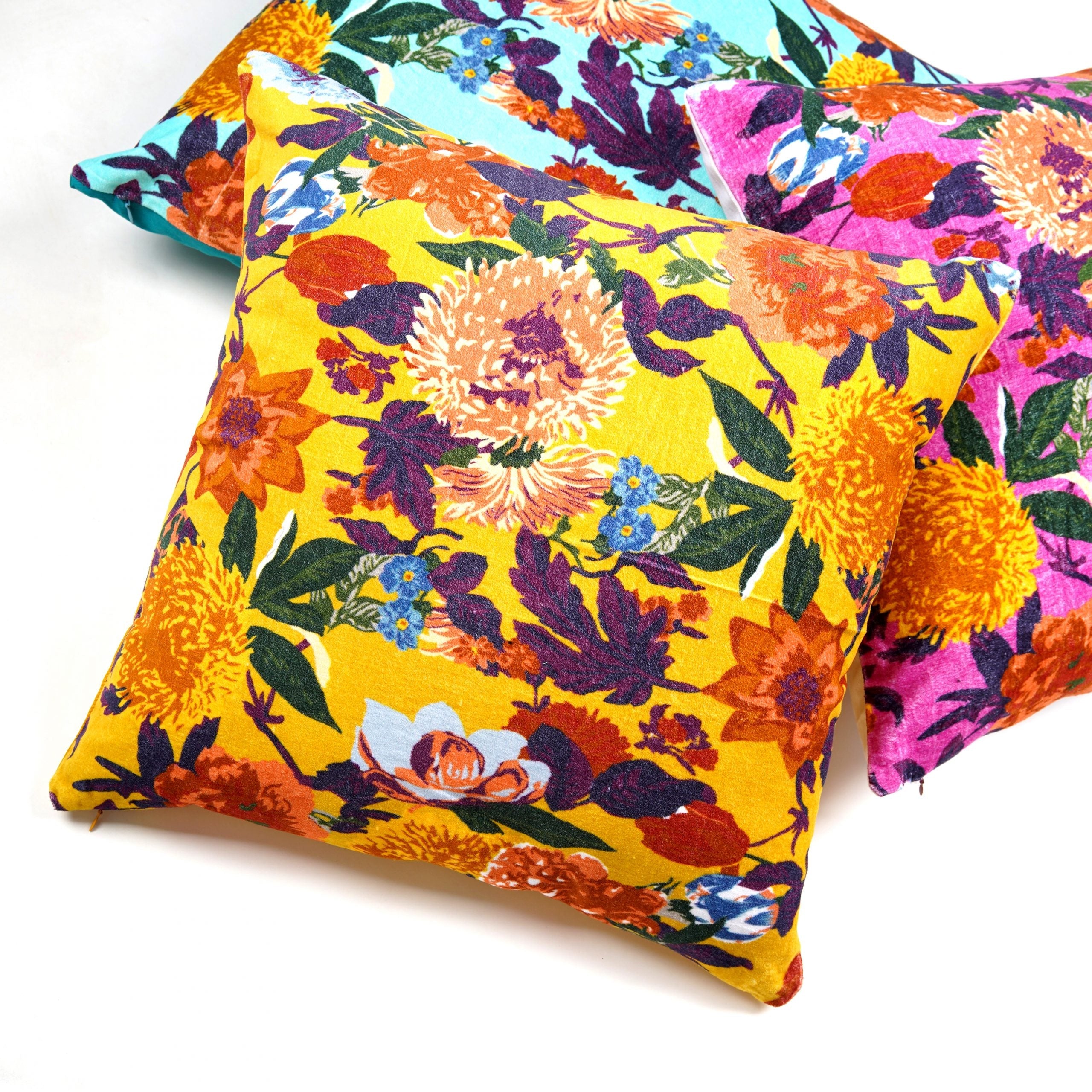 Floral Dreamscape - Cotton Velvet Cushion Cover