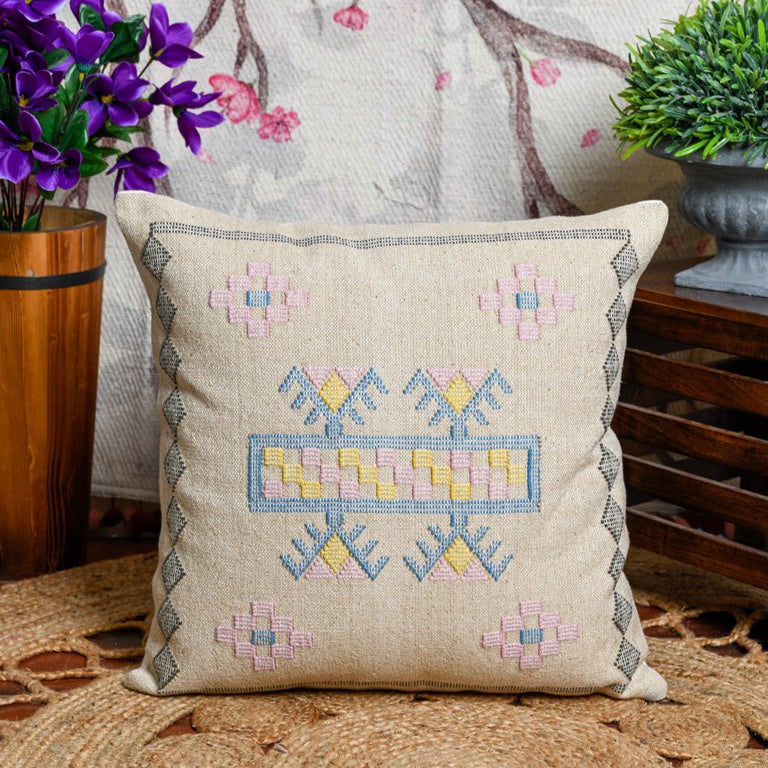 Boho Retreat Wool Cushion Cover - Handwoven