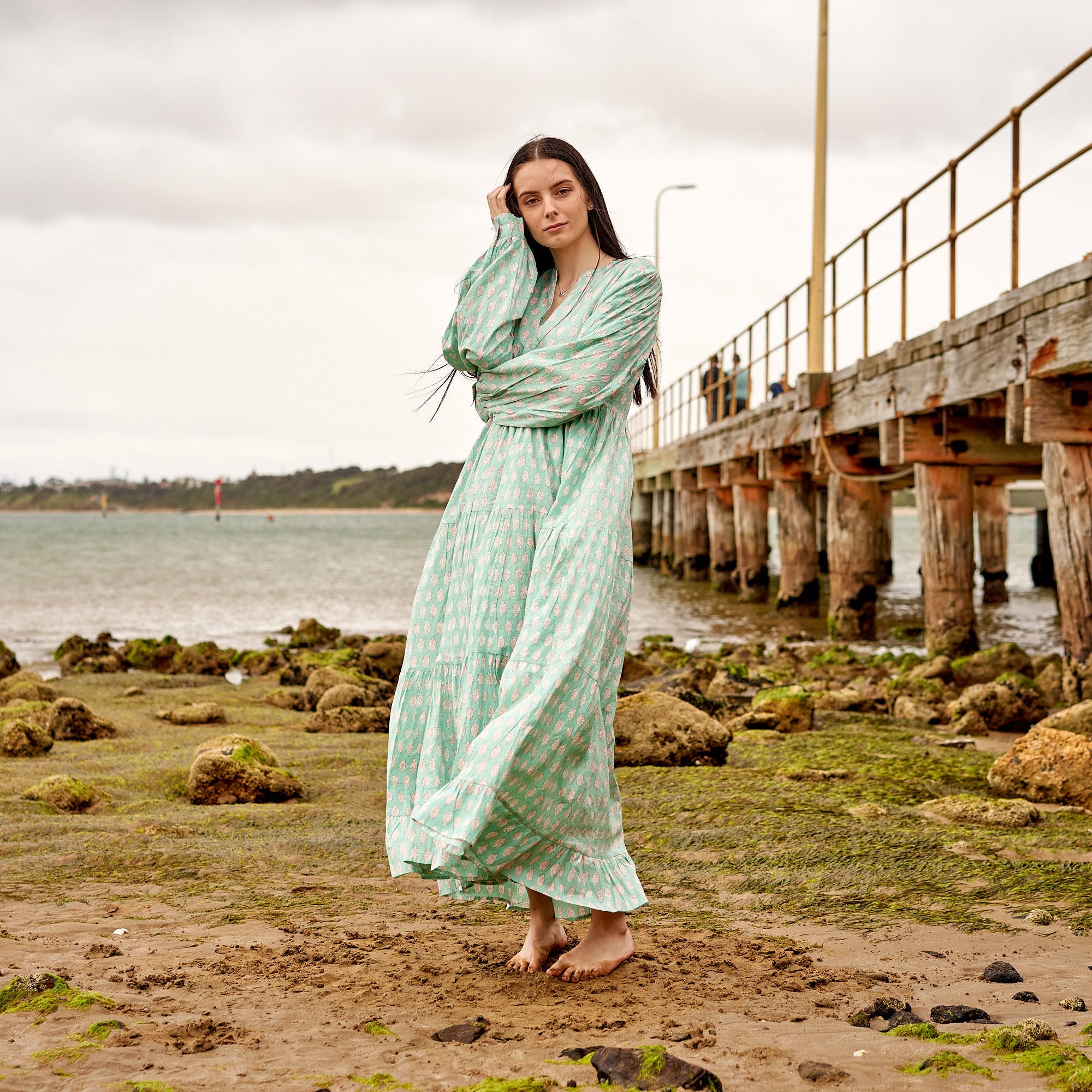 Mint Melange Cotton Maxi Dress | Fresh Look